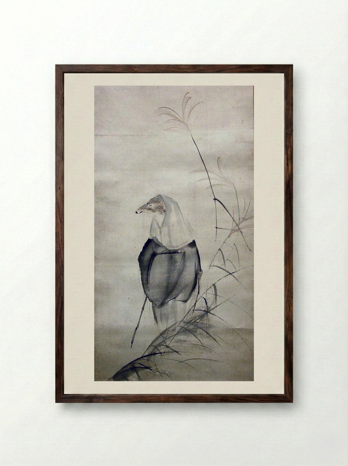 Hakuzosu the Fox-Spirit - Ōtagaki Rengetsu - Framed Print Dark Wood