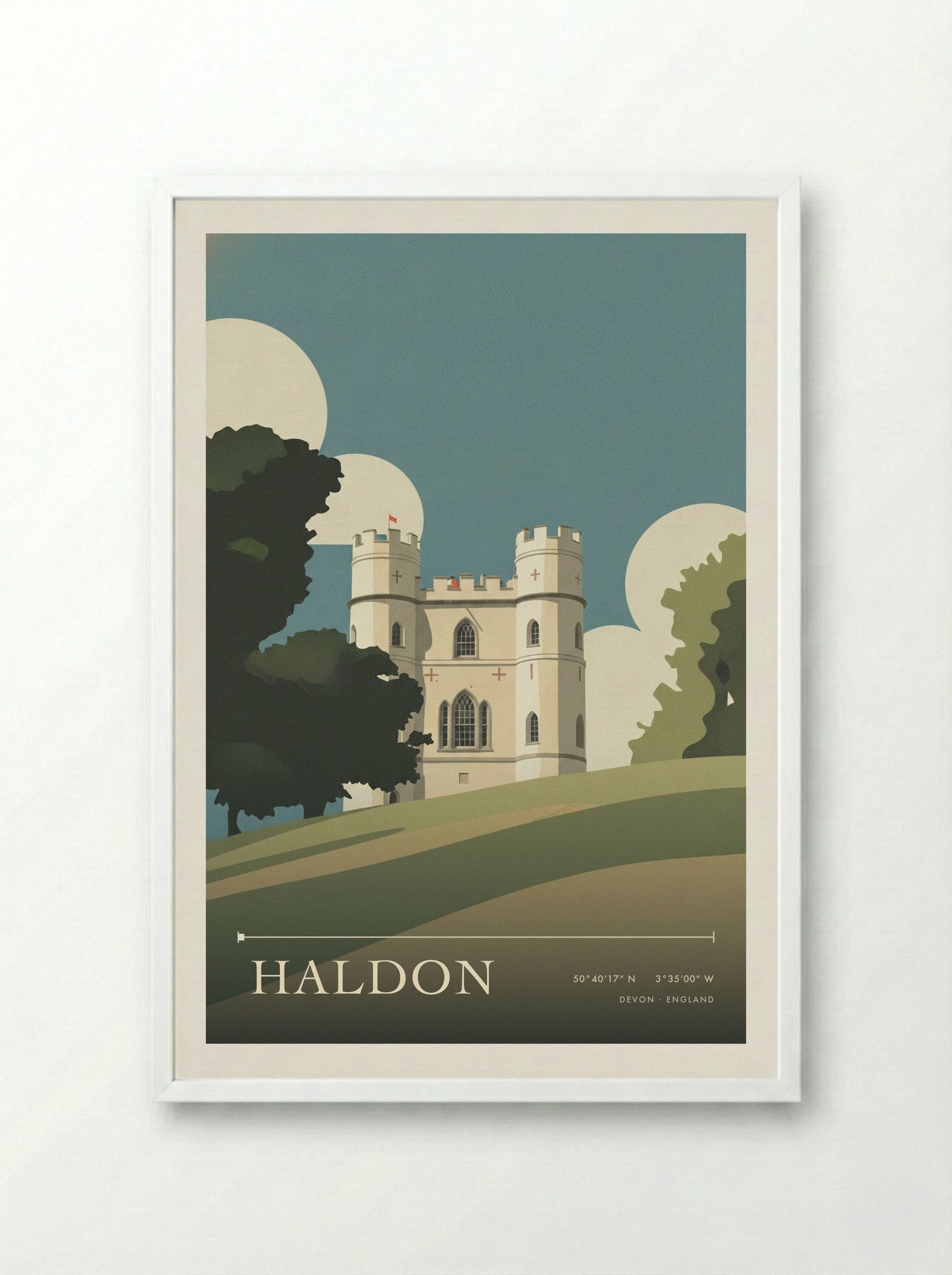 Haldon Devon England Travel Poster - Framed Print White