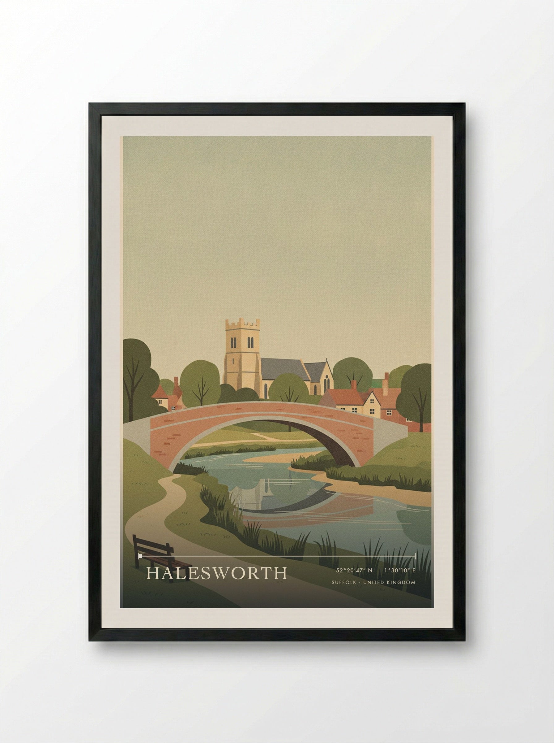 Halesworth Suffolk United Kingdom Travel Poster - Framed Print Black