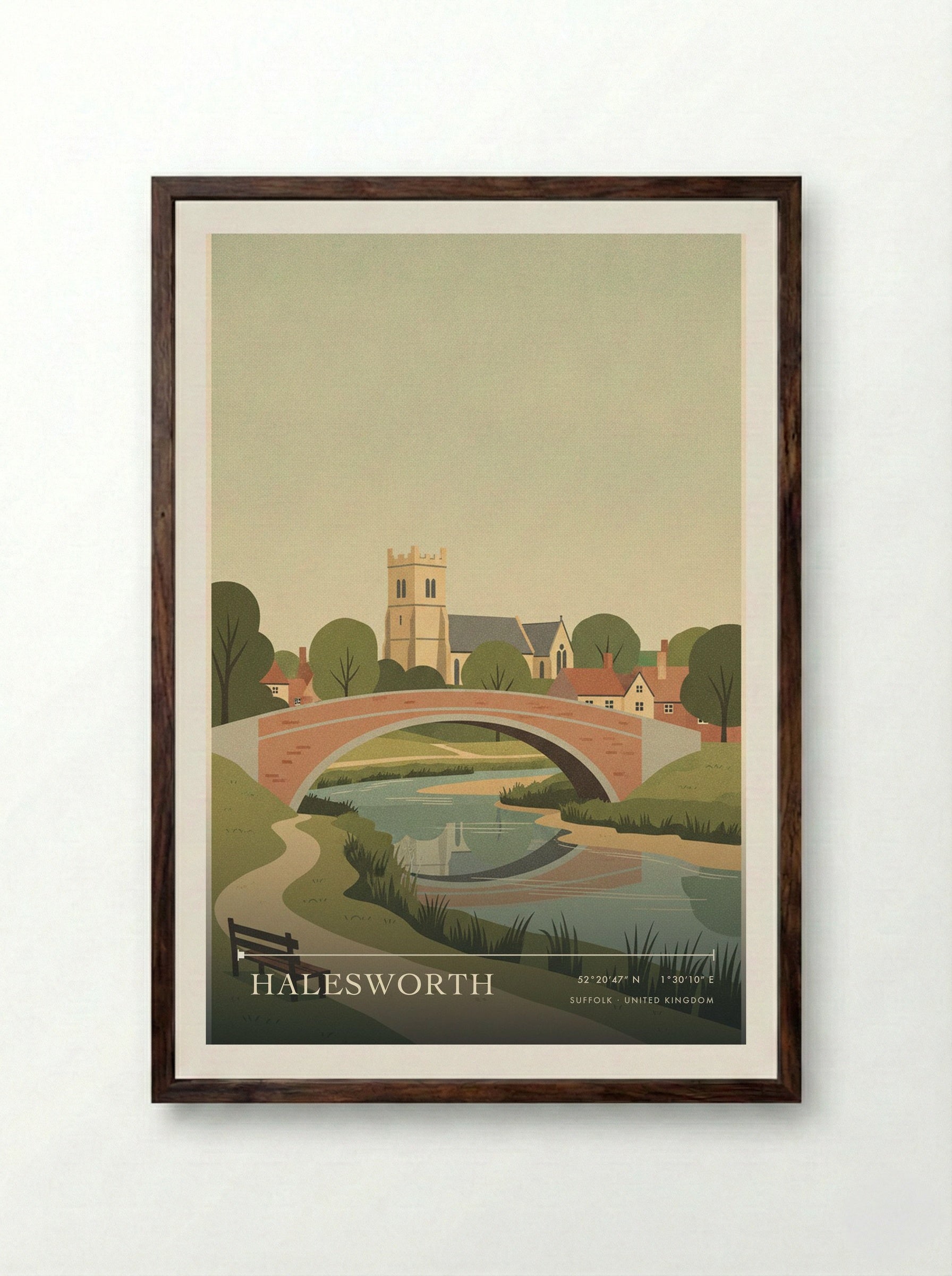 Halesworth Suffolk United Kingdom Travel Poster - Framed Print Dark Wood