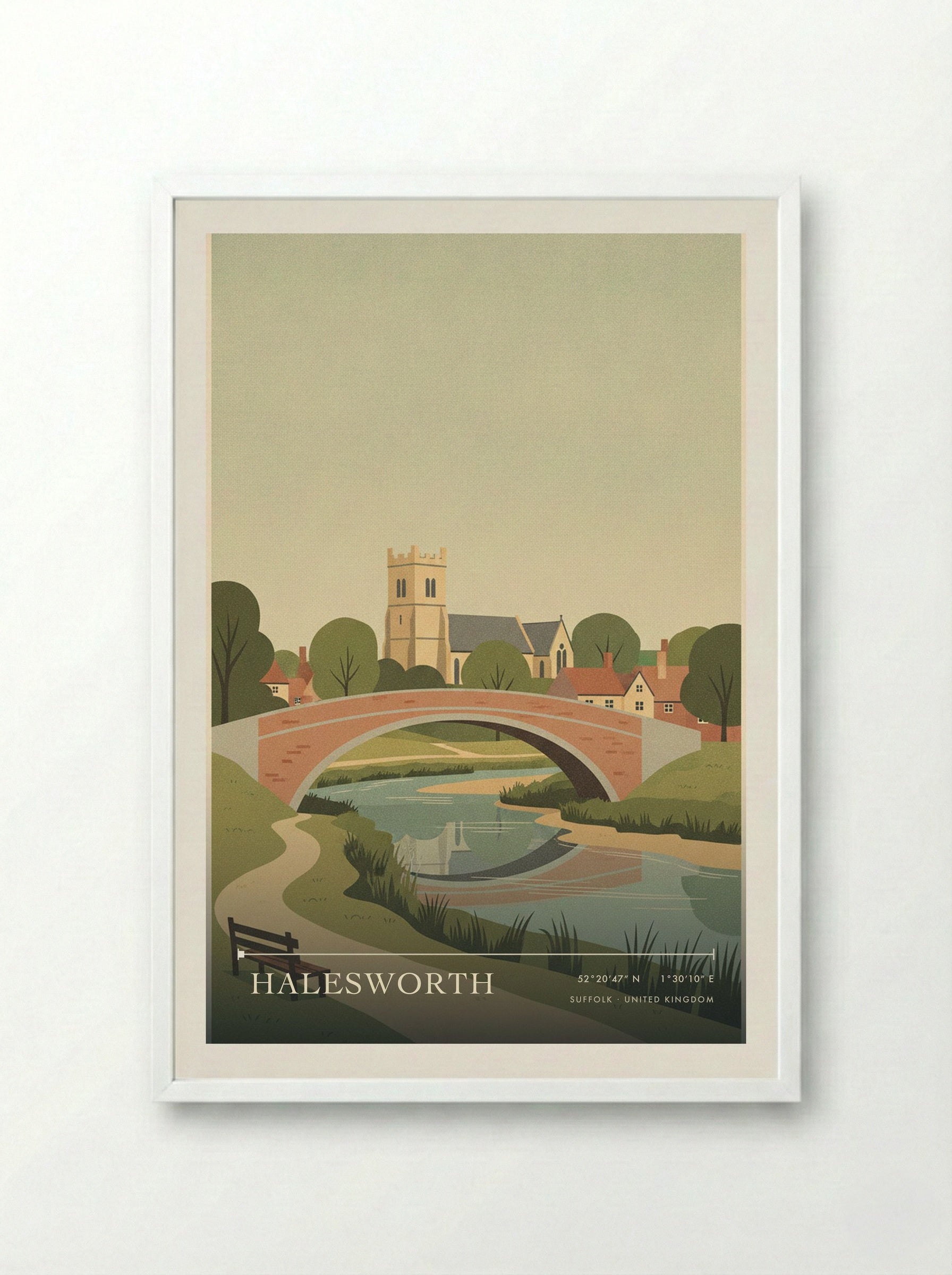 Halesworth Suffolk United Kingdom Travel Poster - Framed Print White