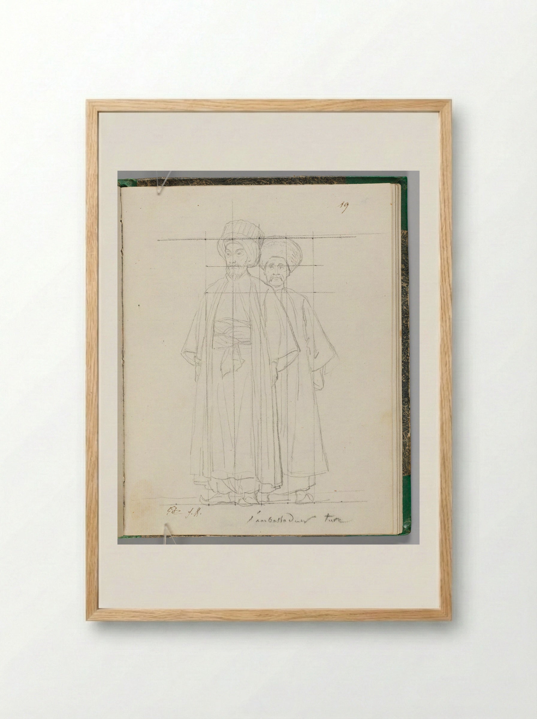 Halet Effendi, the Turkish Ambassador, and His Aide-de-Camp - Jacques-Louis David - Framed Print Wood