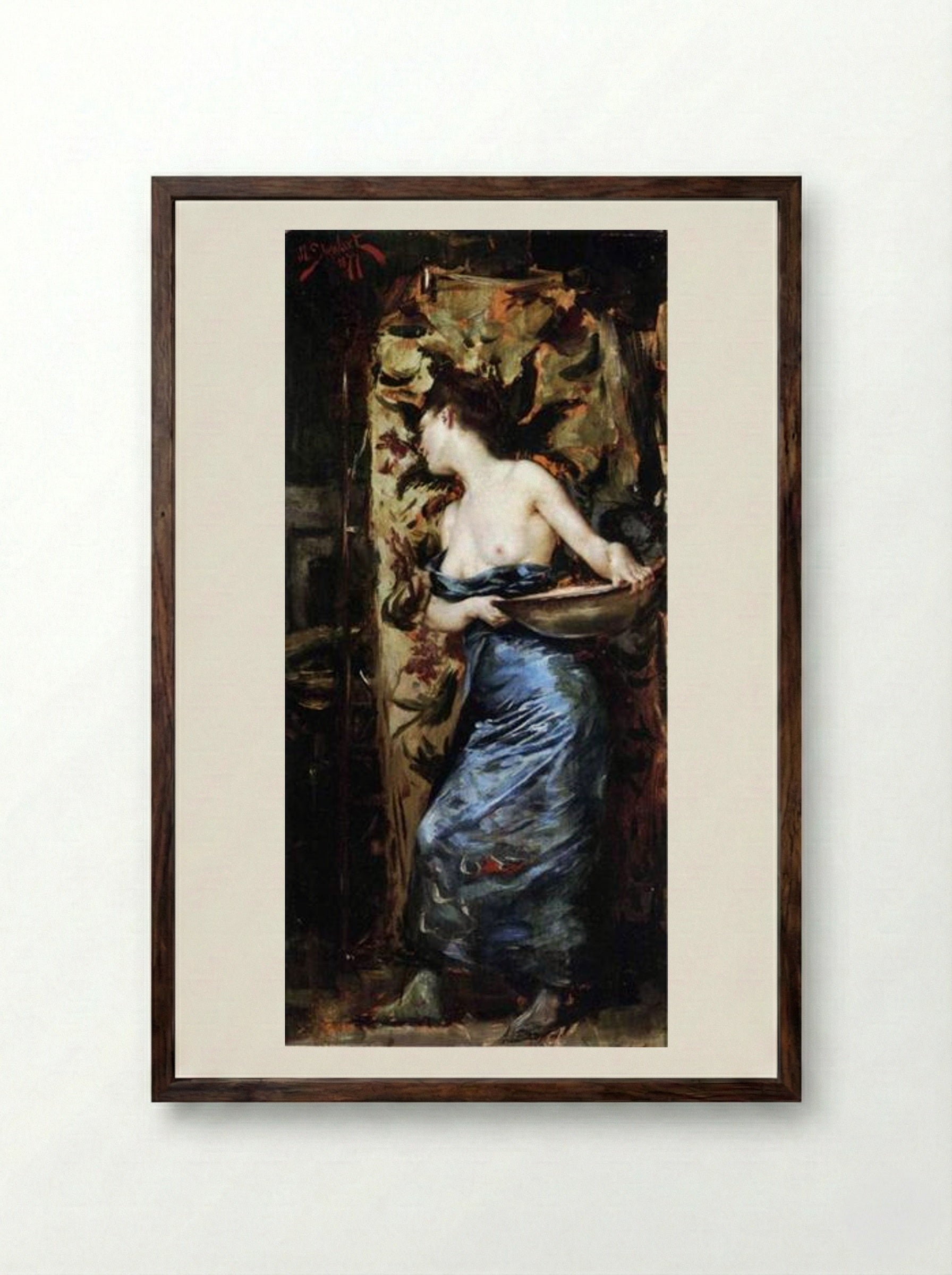 Half Naked Woman - Julius LeBlanc Stewart - Framed Print Dark Wood