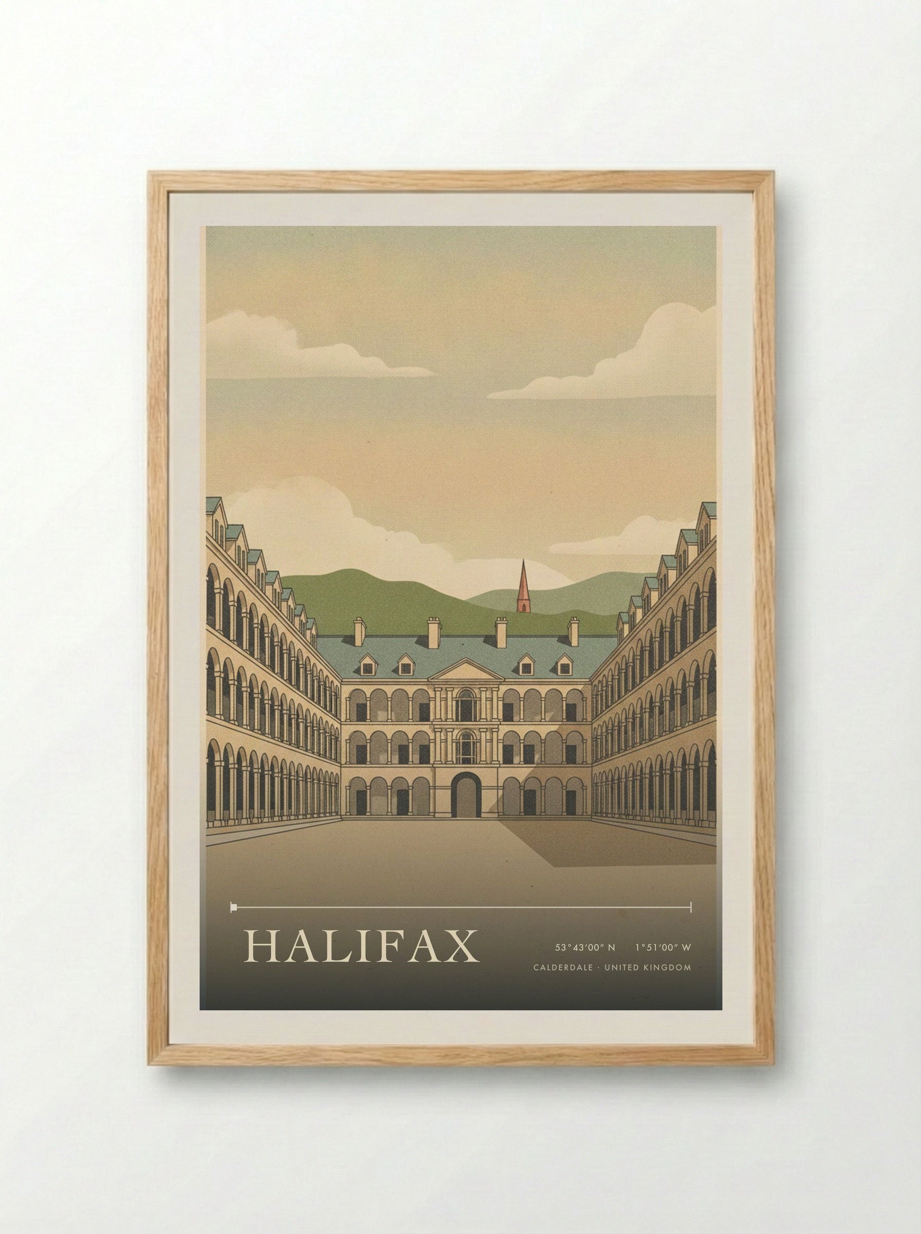 Halifax Calderdale United Kingdom Travel Poster - Framed Print Wood