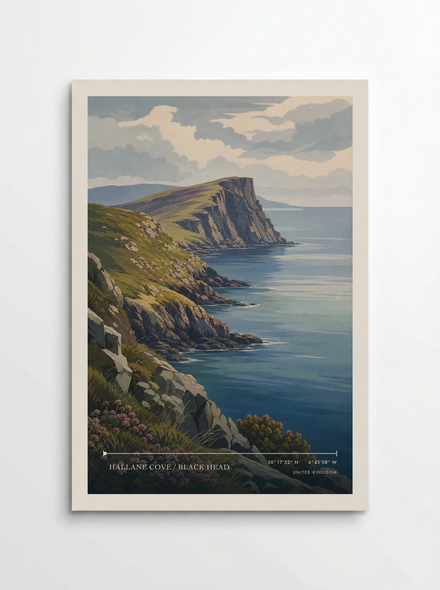 Hallane Cove / Black Head United Kingdom Travel Poster - Poster