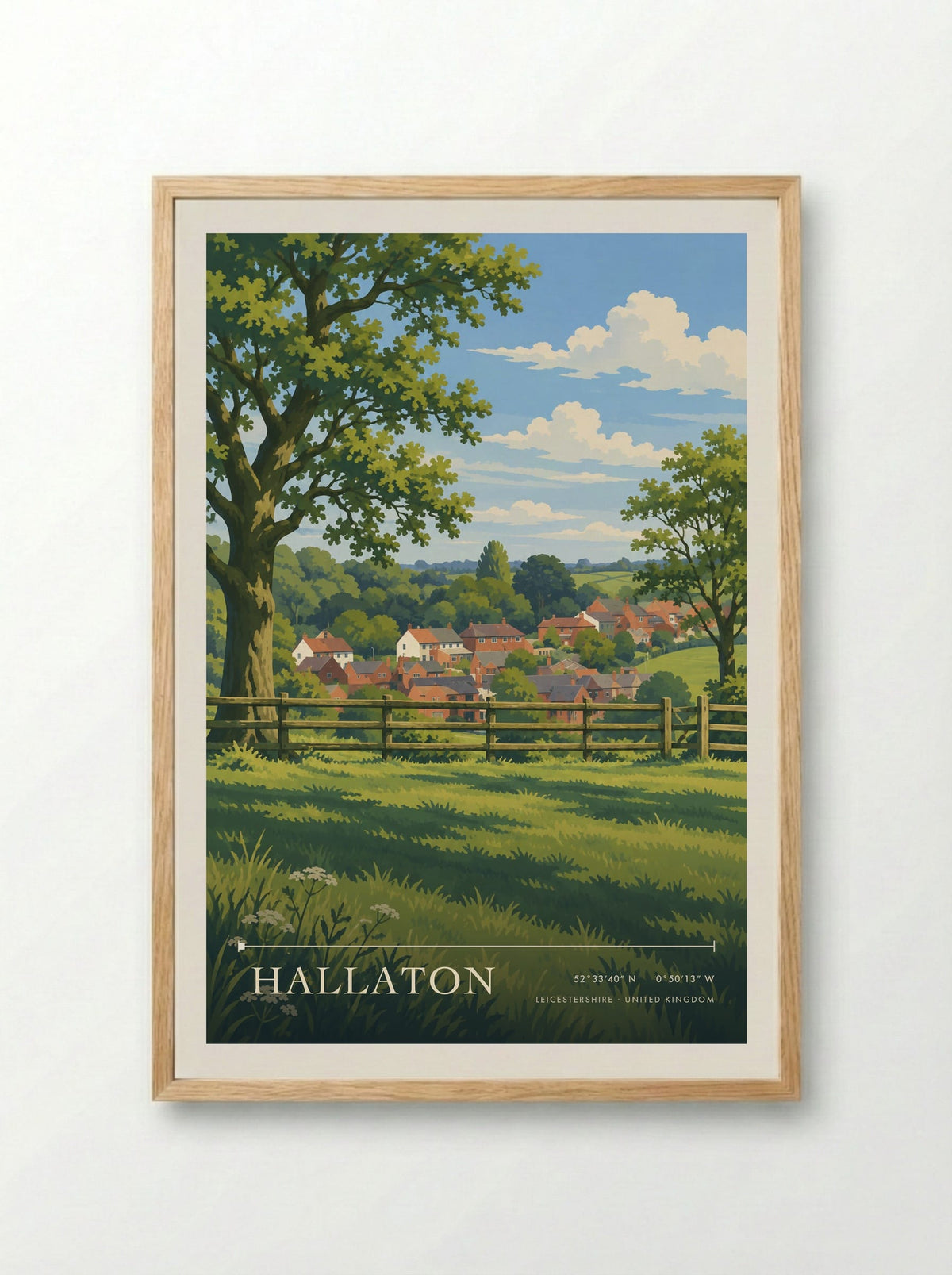 Hallaton, Leicestershire | Travel Poster - Framed Print Wood