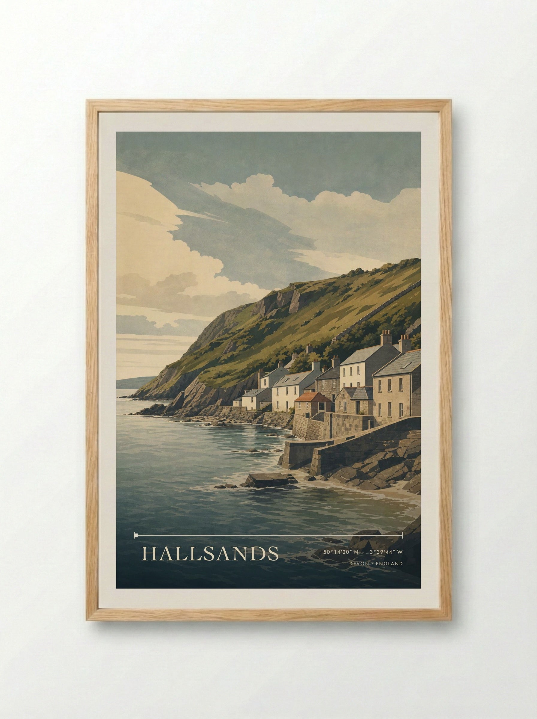 Hallsands Devon England Travel Poster - Framed Print Wood