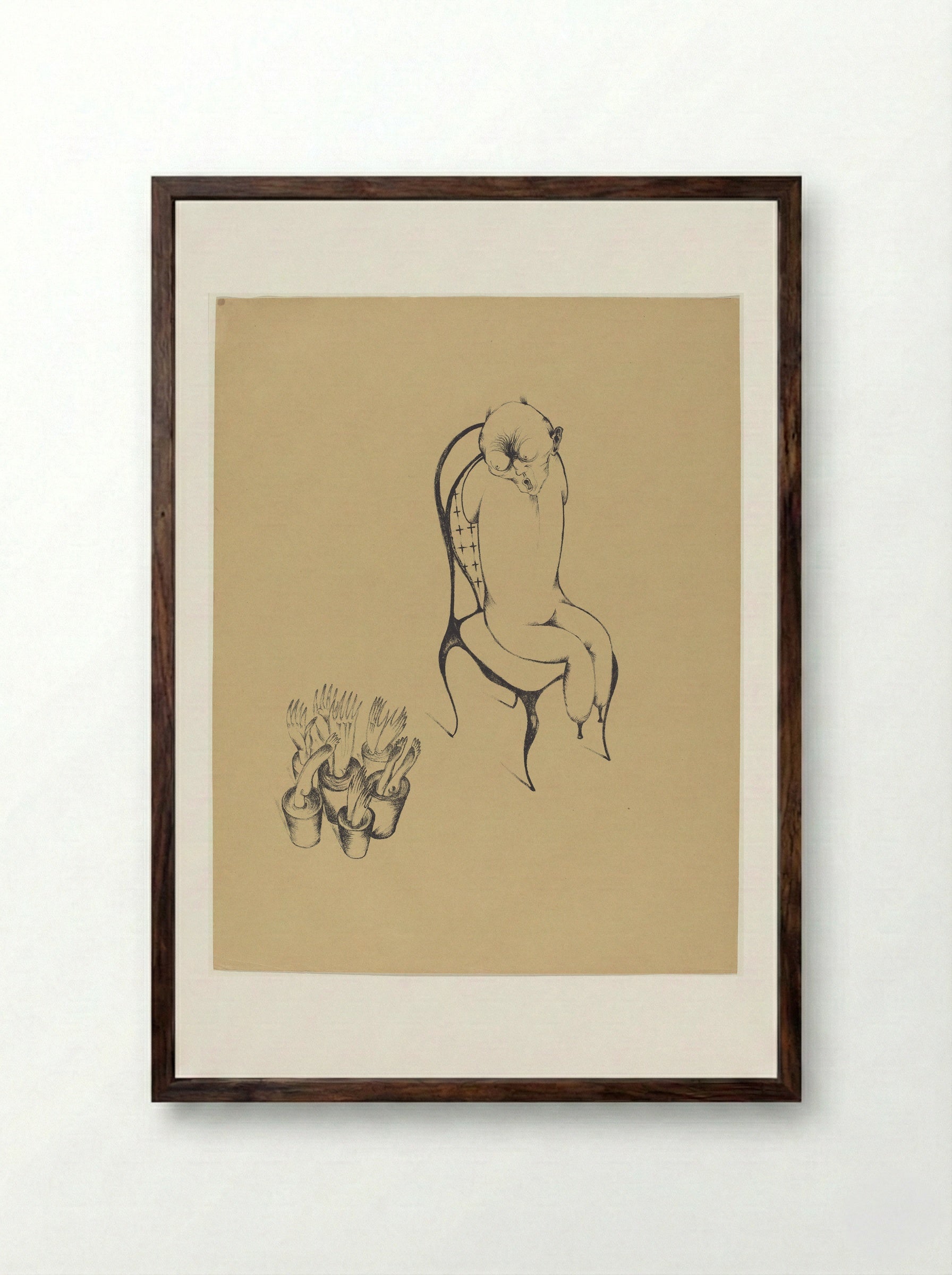 Hallucinations - Heinrich Hoerle - Framed Print Dark Wood