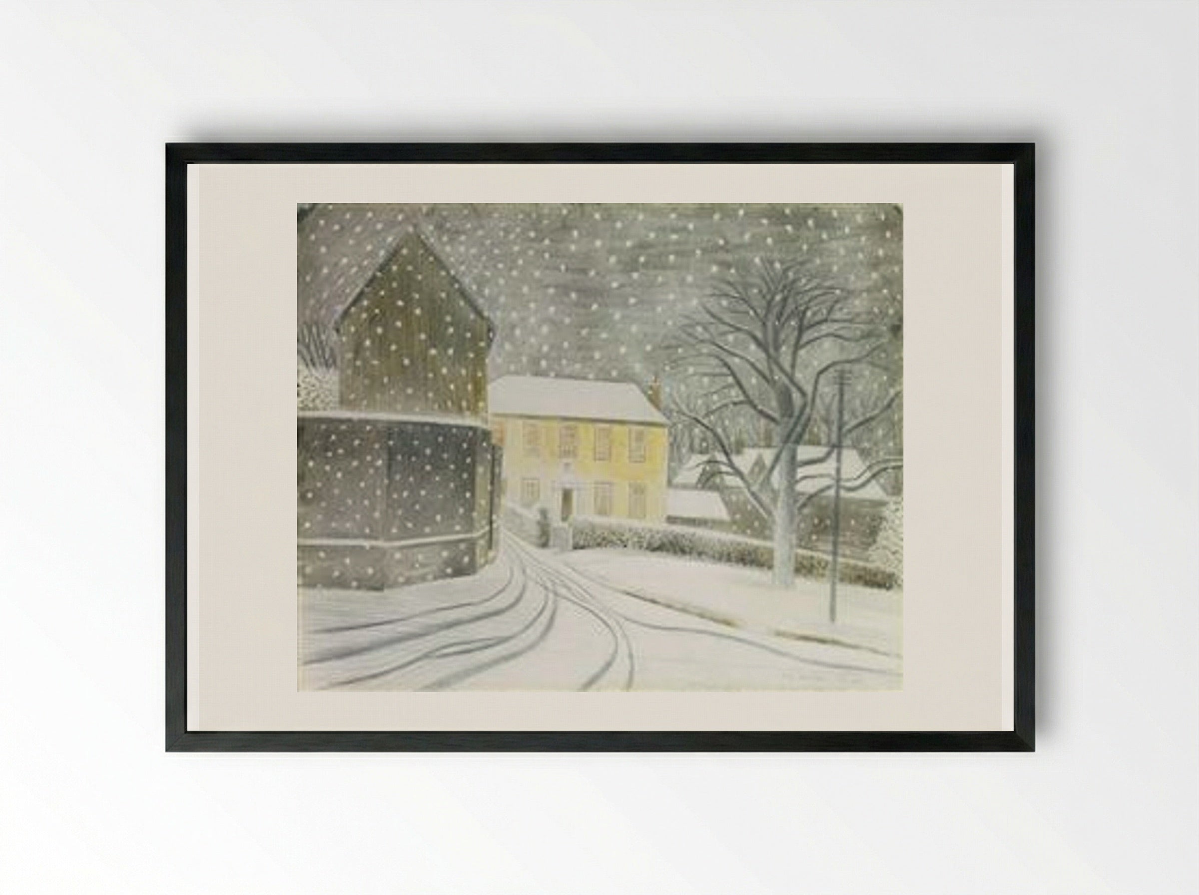Halstead Road in Snow - Eric Ravilious - Framed Print Black