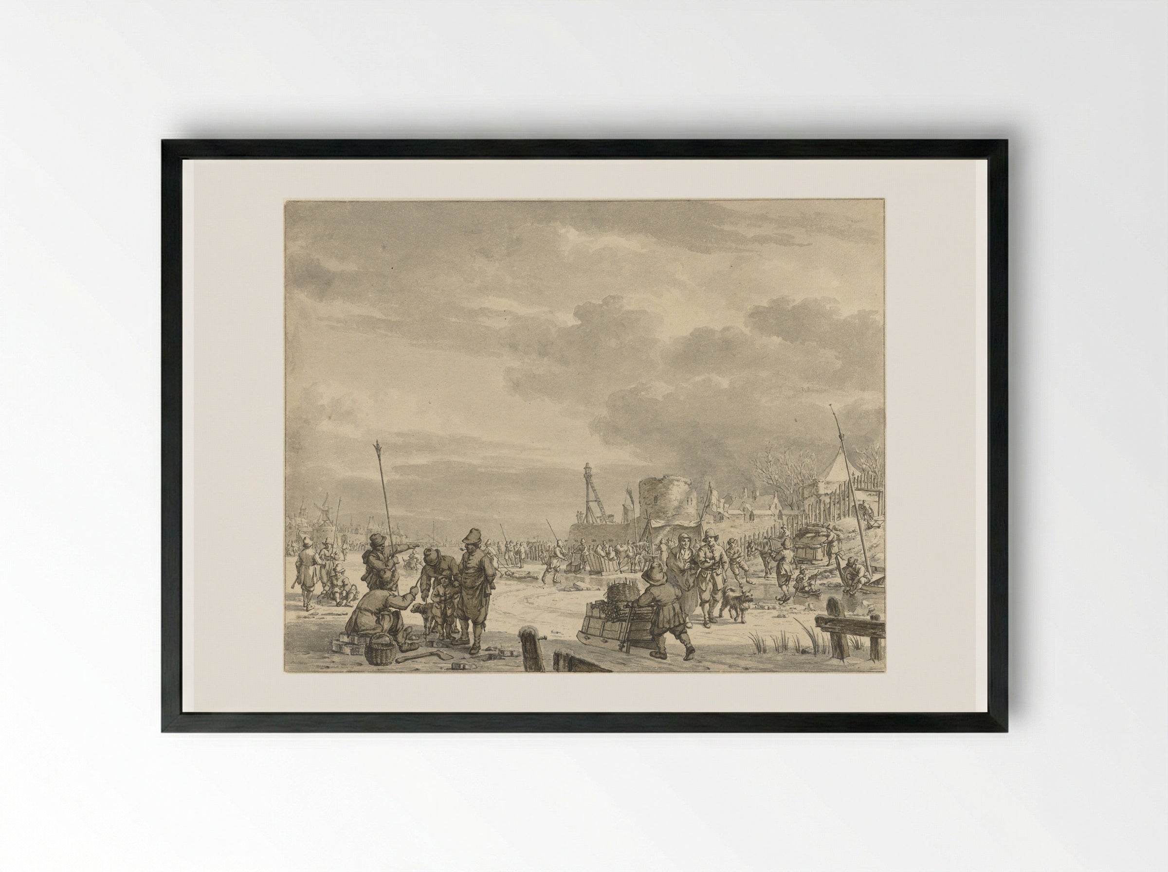 Halte voor een herberg in zomertijd - Jacob Cats - Framed Print Black
