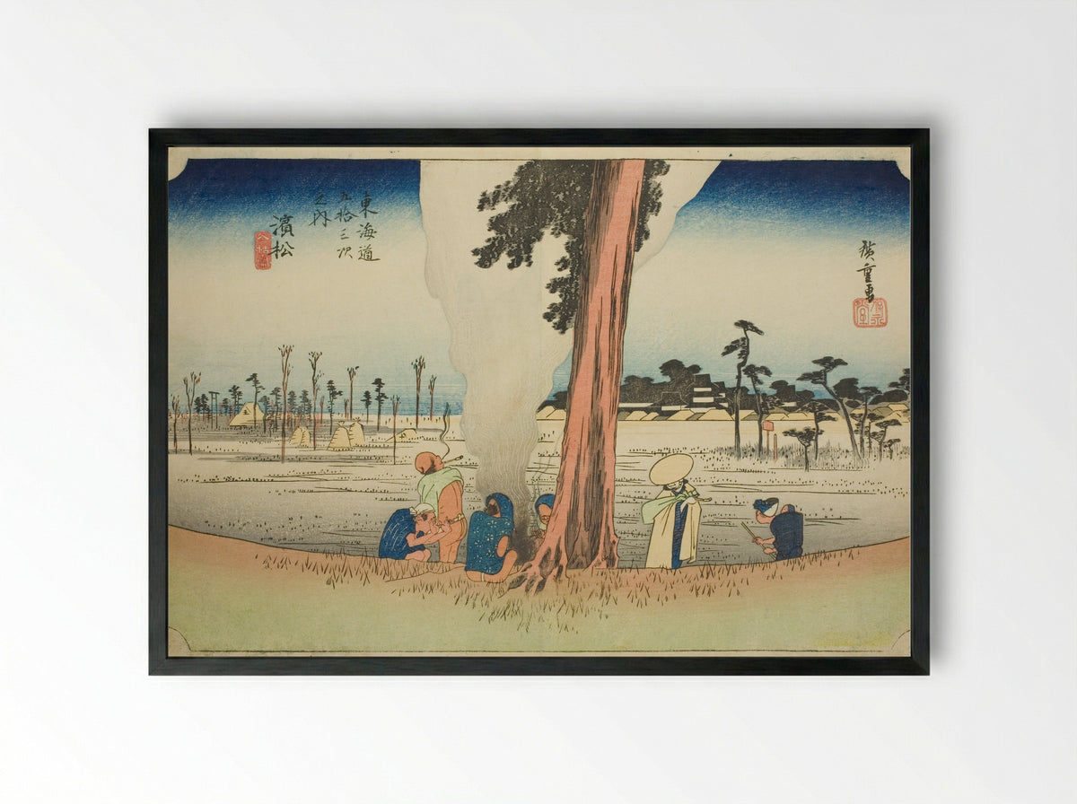 Hamamatsu: Winter Scene - Utagawa Hiroshige - Framed Print Black