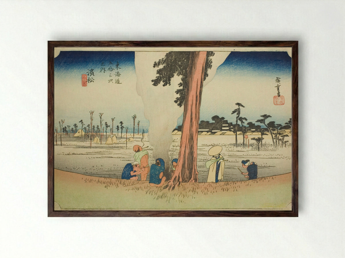 Hamamatsu: Winter Scene - Utagawa Hiroshige - Framed Print Dark Wood