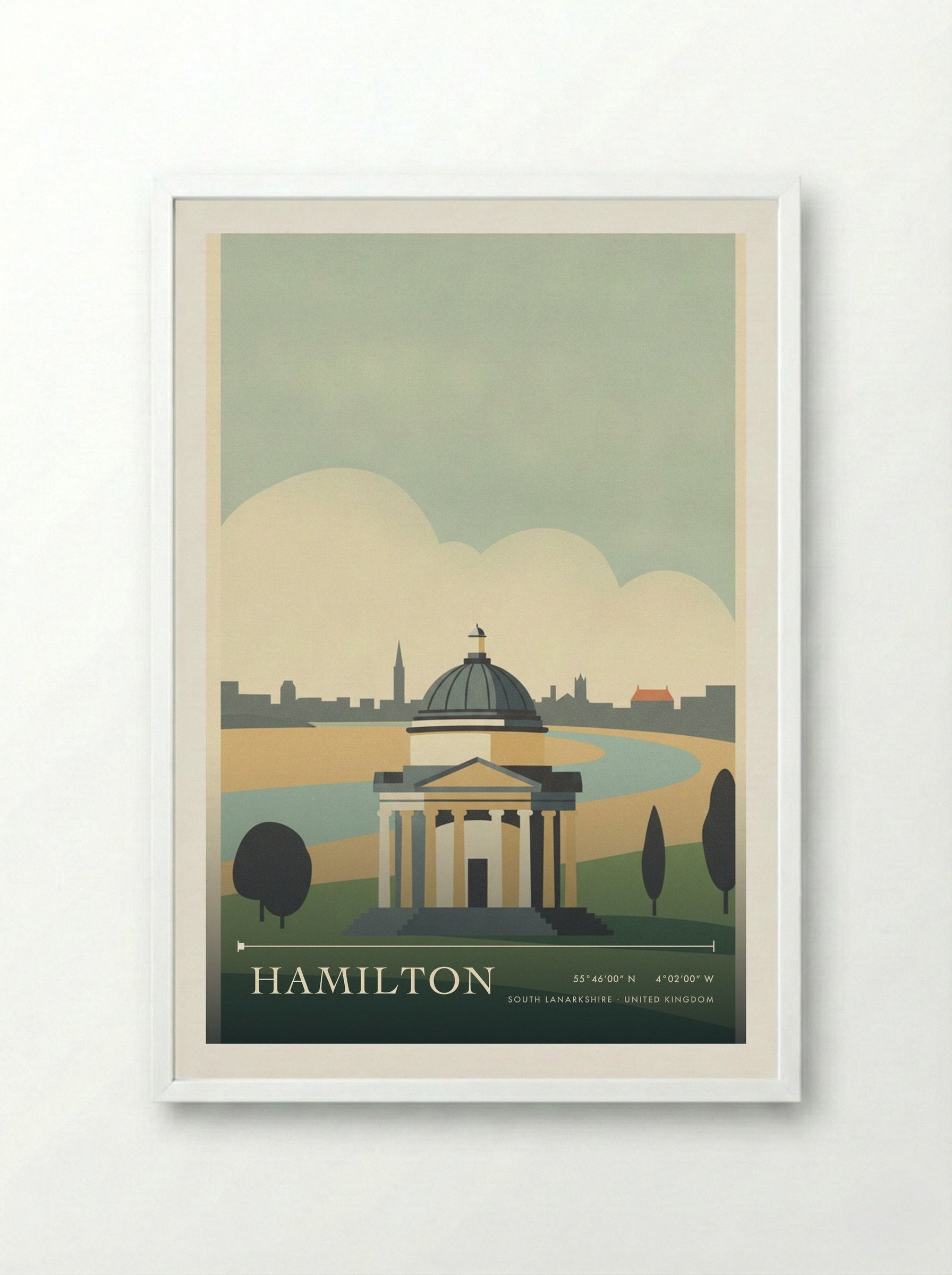 Hamilton South Lanarkshire United Kingdom Travel Poster - Framed Print White