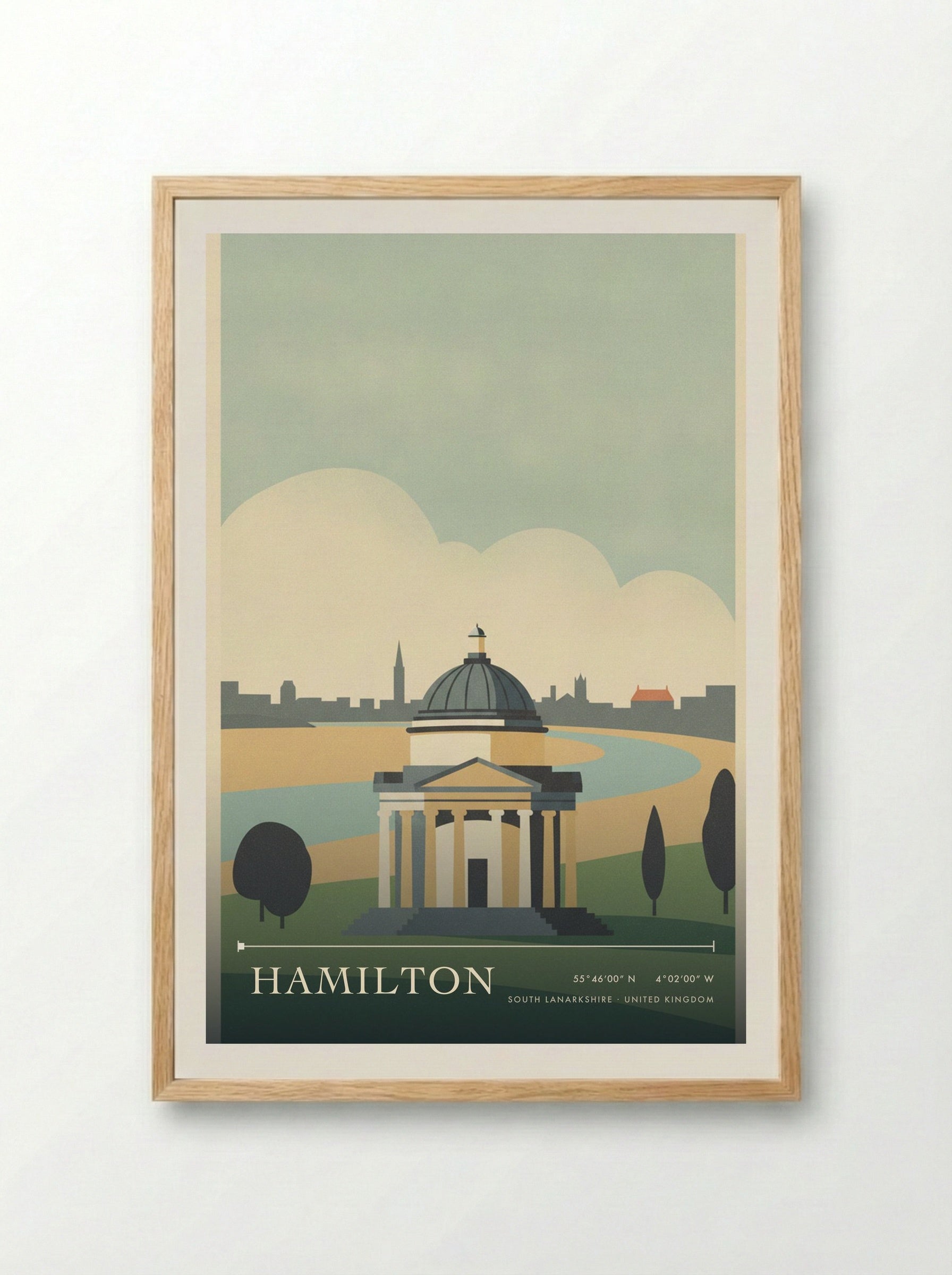 Hamilton South Lanarkshire United Kingdom Travel Poster - Framed Print Wood