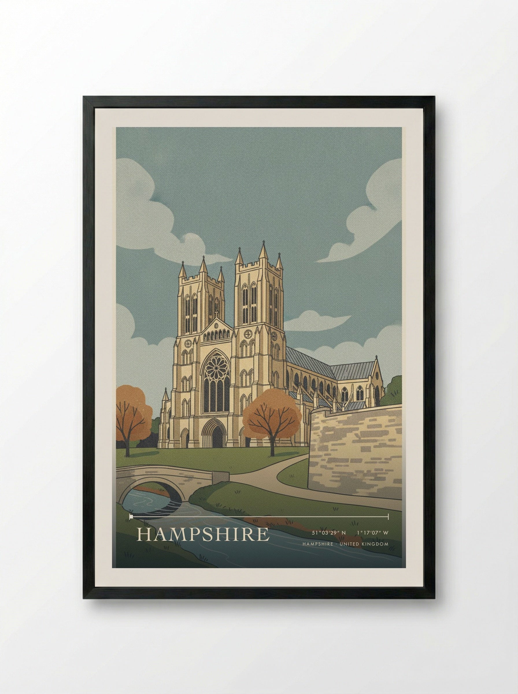 Hampshire United Kingdom Travel Poster - Framed Print Black