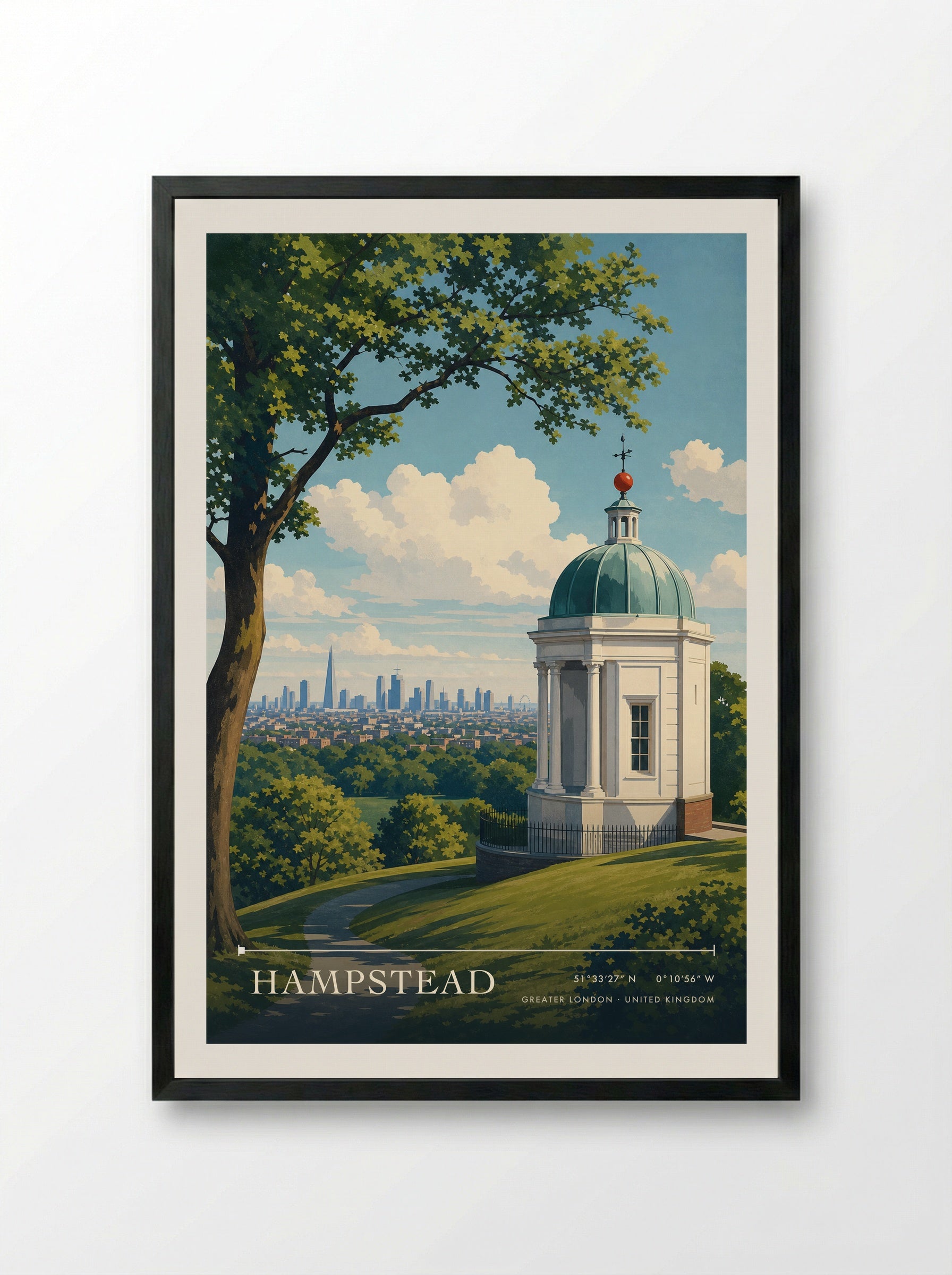 Hampstead Greater London United Kingdom Travel Poster - Framed Print Black