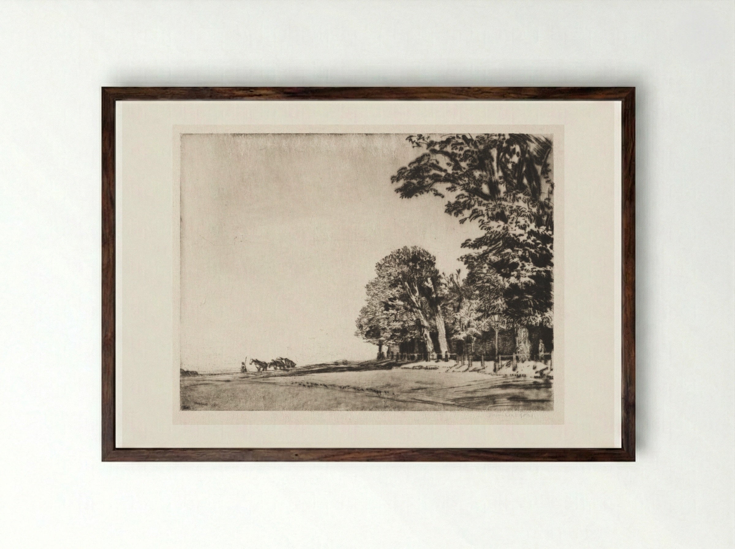 Hampstead Heath - Muirhead Bone - Framed Print Dark Wood