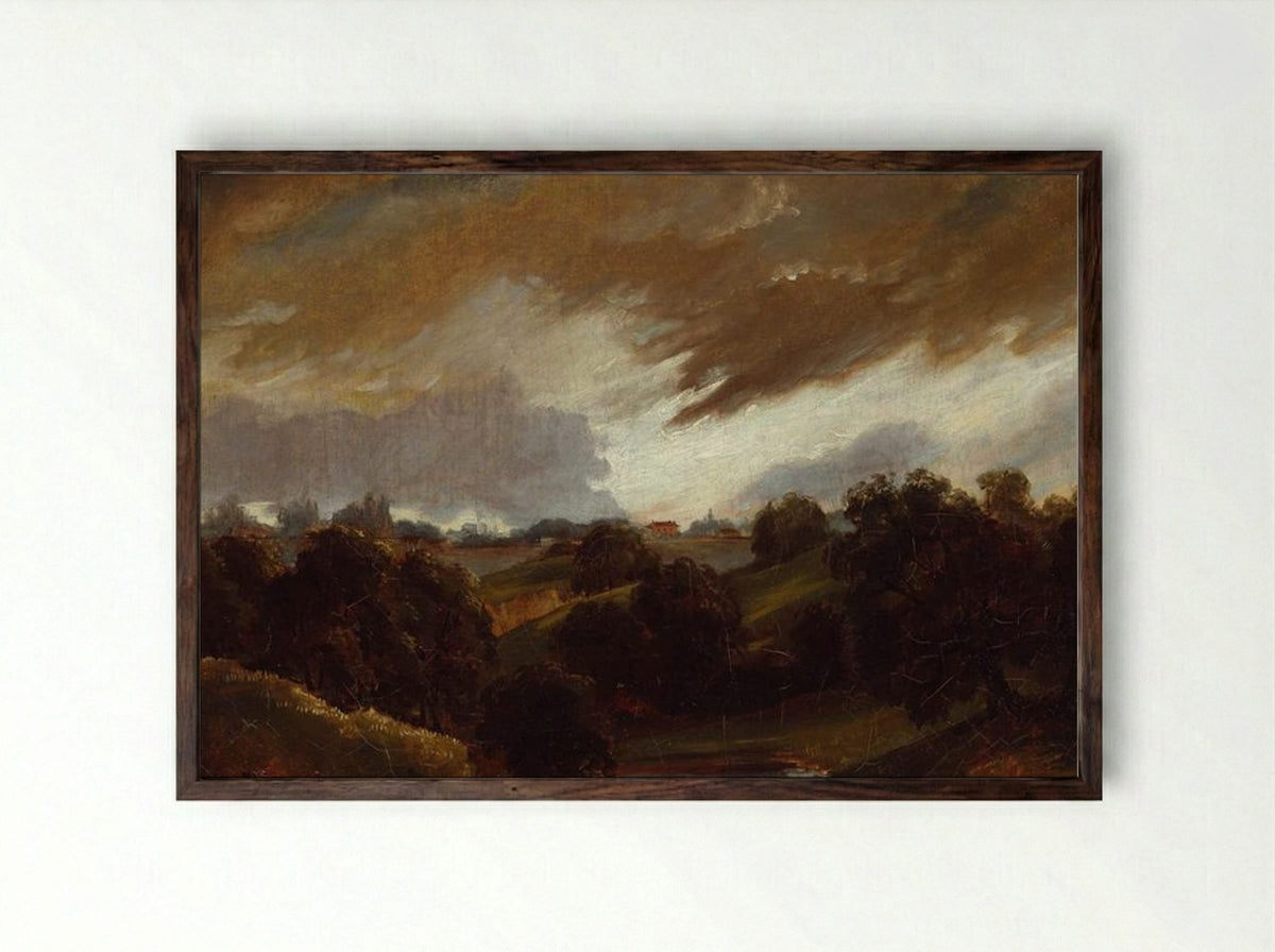 Hampstead Stormy Sky - John Constable - Framed Print Dark Wood