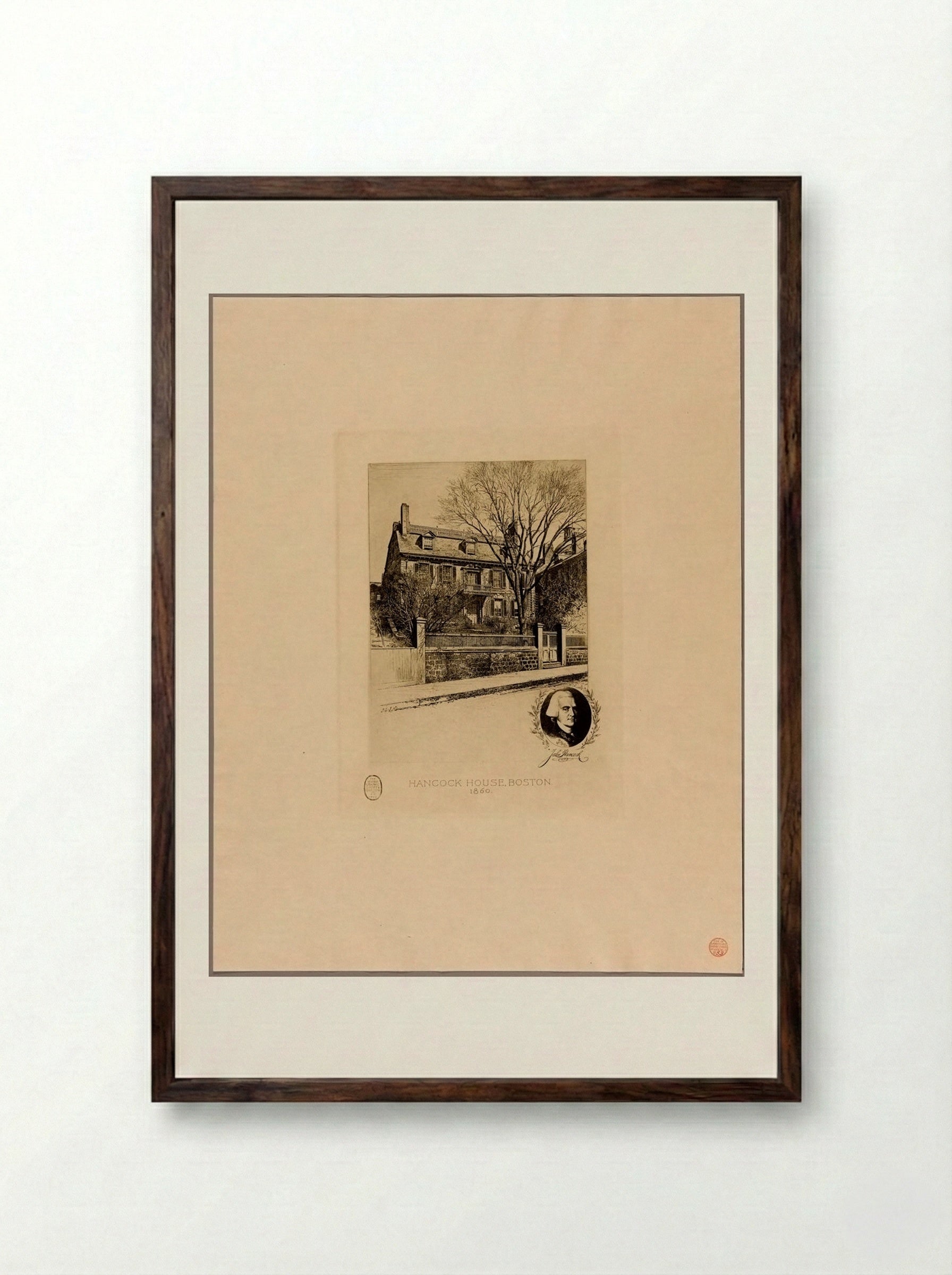 Hancock House, Boston - Sidney L. Smith - Framed Print Dark Wood