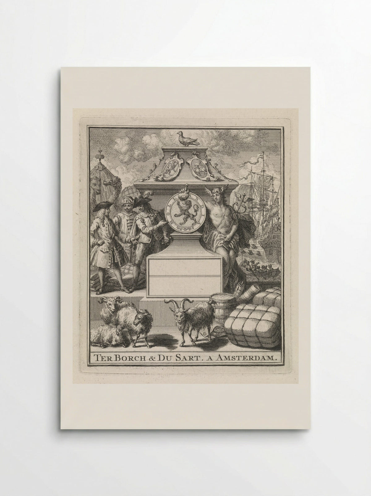 Handelaren en Mercurius naast het wapen van Holland - Pieter Tanjé - Poster