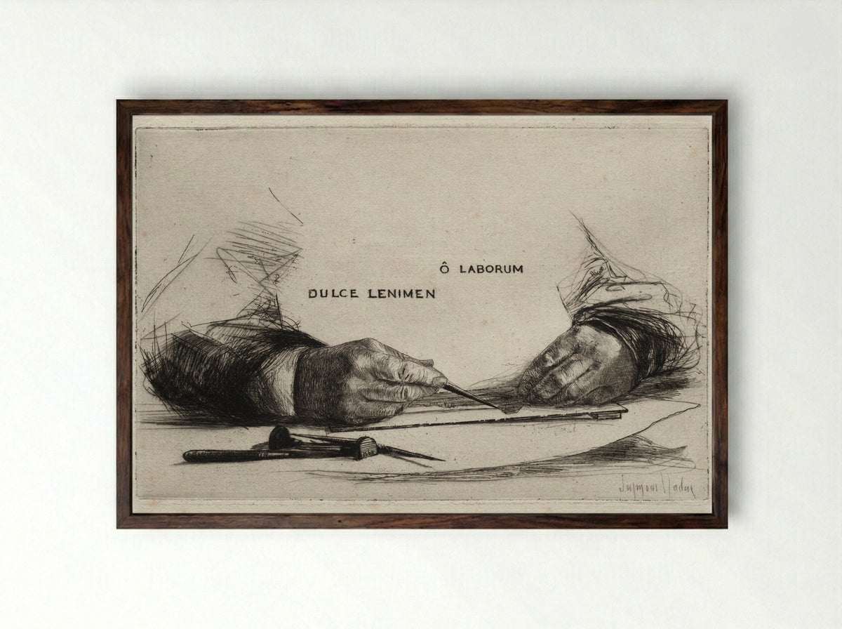 Hands Etching - Francis Seymour Haden - Framed Print Dark Wood