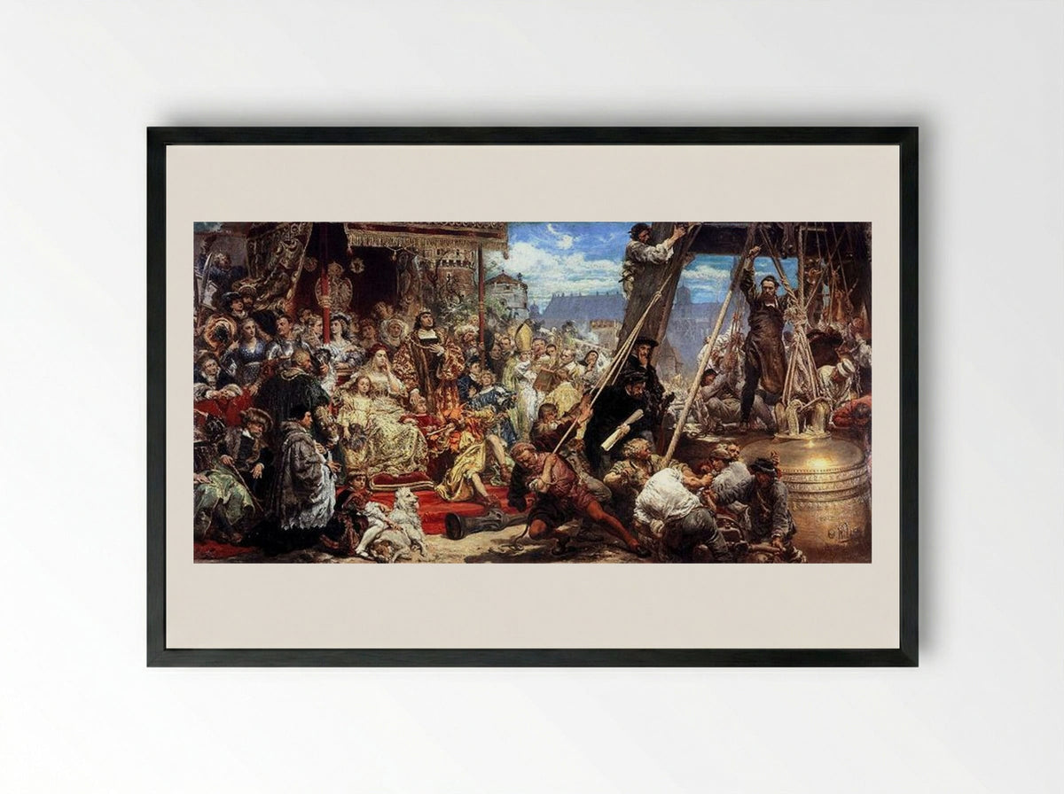 Hanging of the Sigismund Bell - Jan Matejko - Framed Print Black