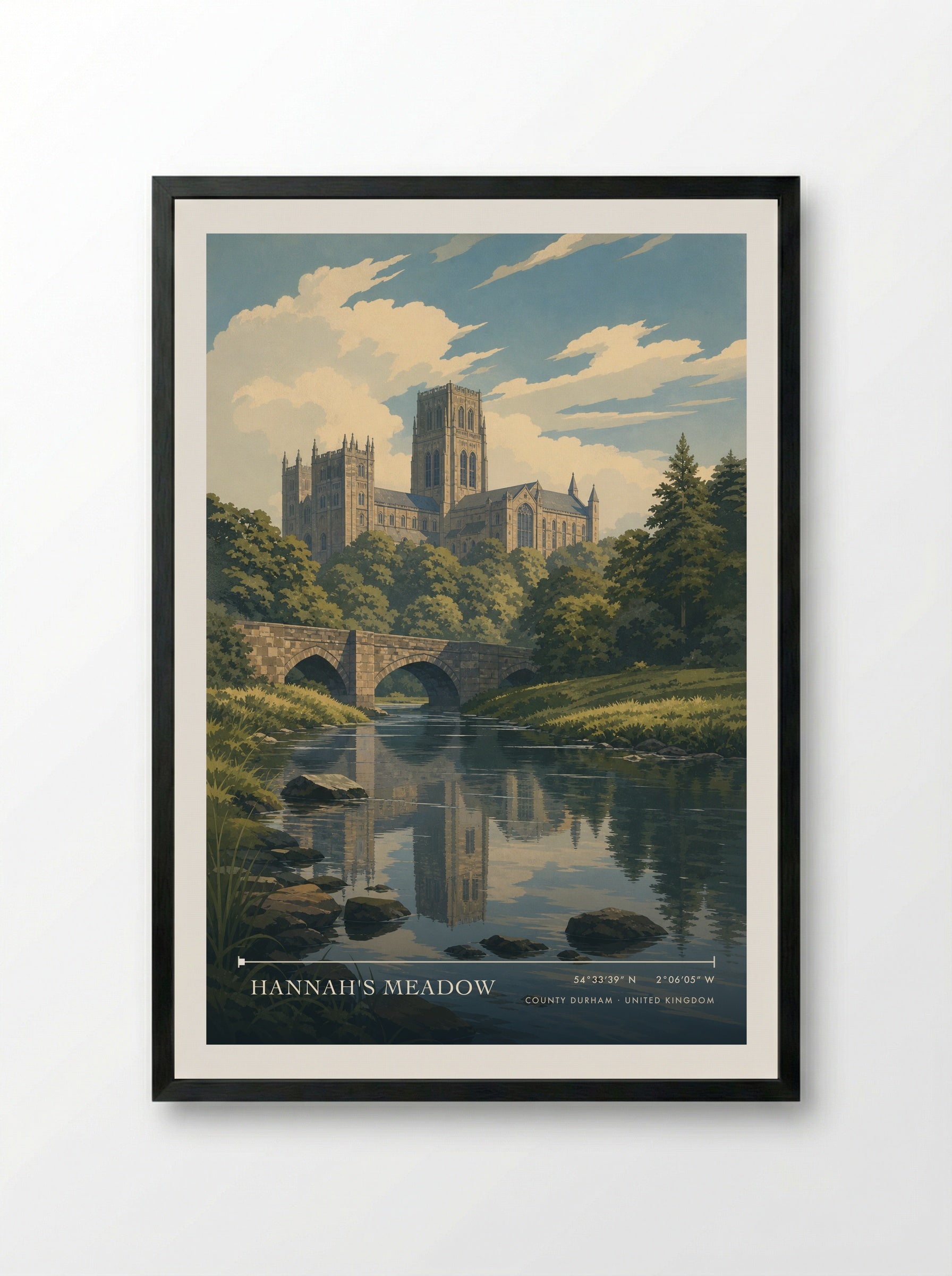Hannah's Meadow County Durham United Kingdom Travel Poster - Framed Print Black