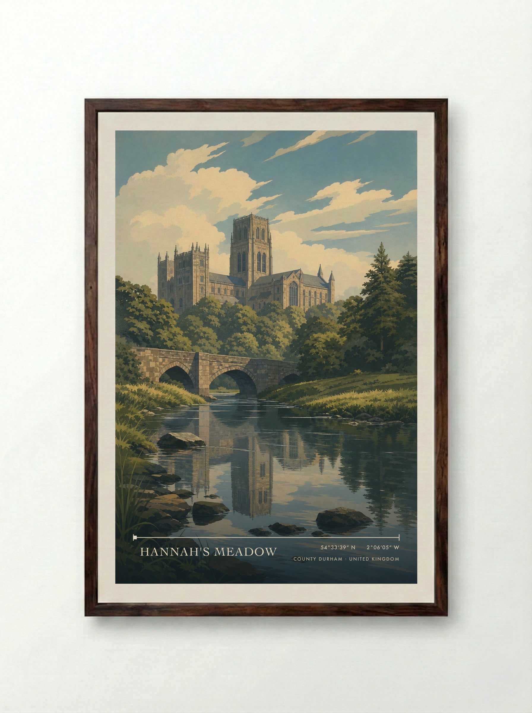 Hannah's Meadow County Durham United Kingdom Travel Poster - Framed Print Dark Wood