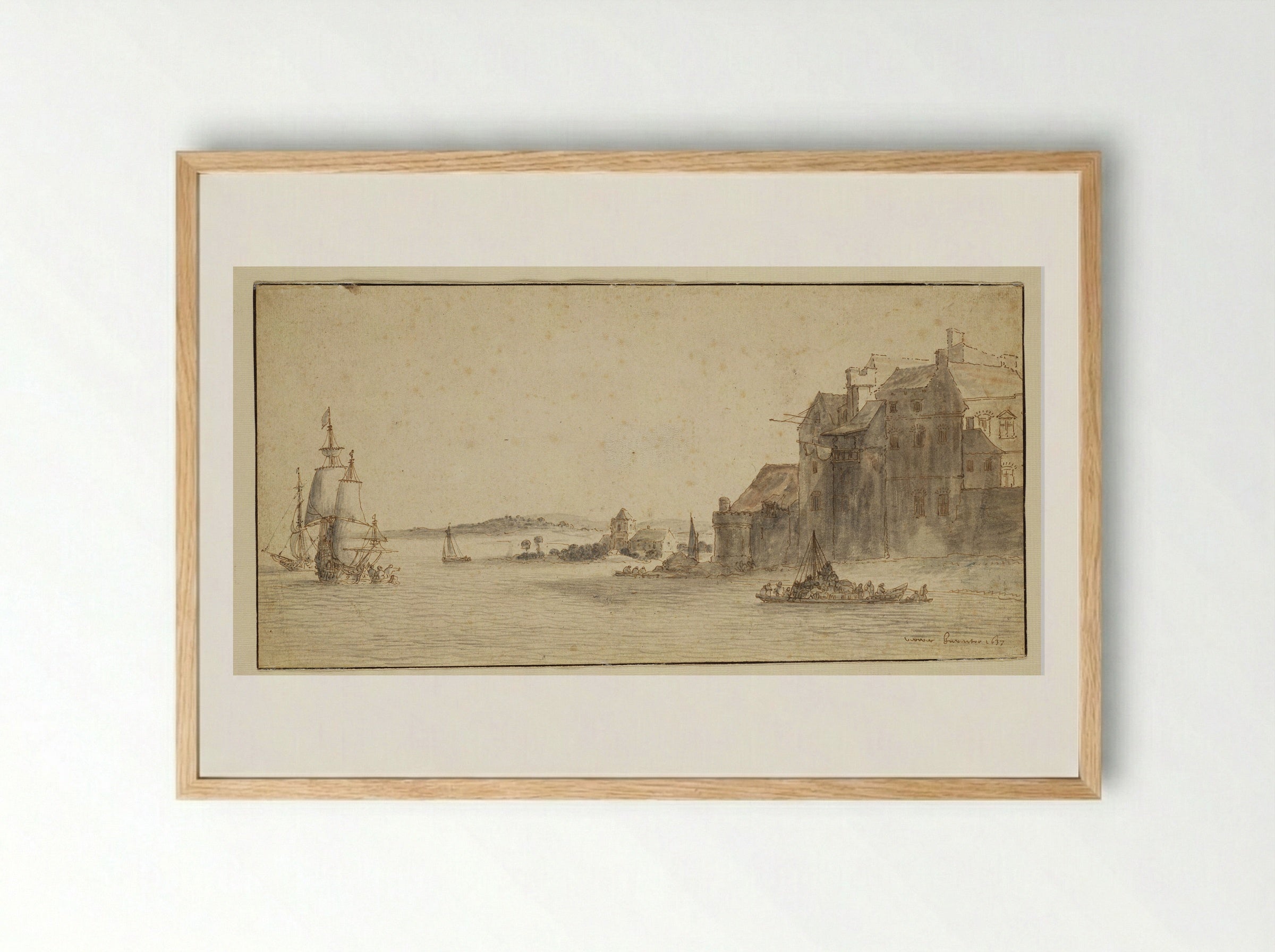Harbor with Ships Reloading Supplies - Abraham de Verwer - Framed Print Wood
