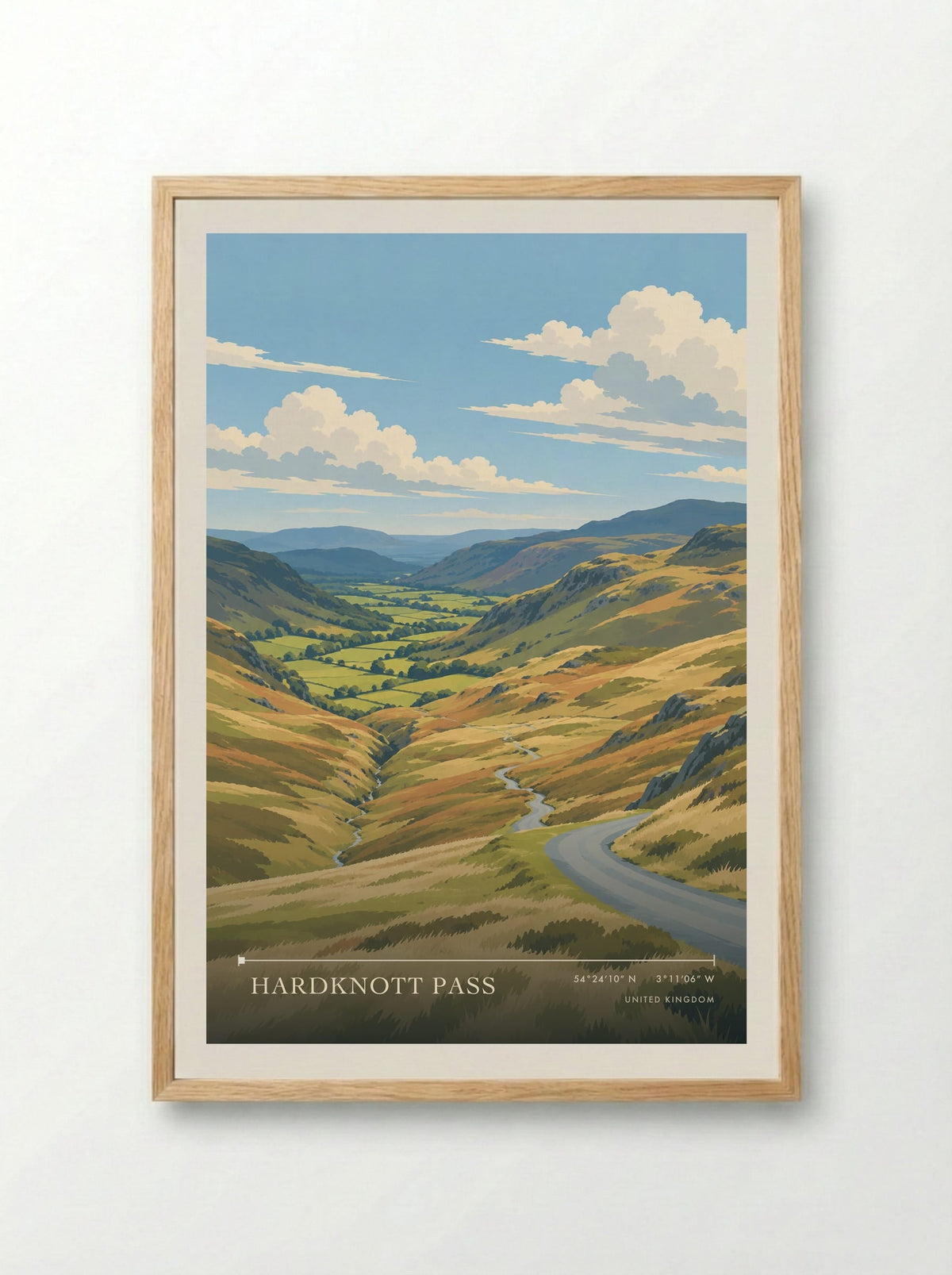 Hardknott Pass | Travel Poster - Framed Print Wood