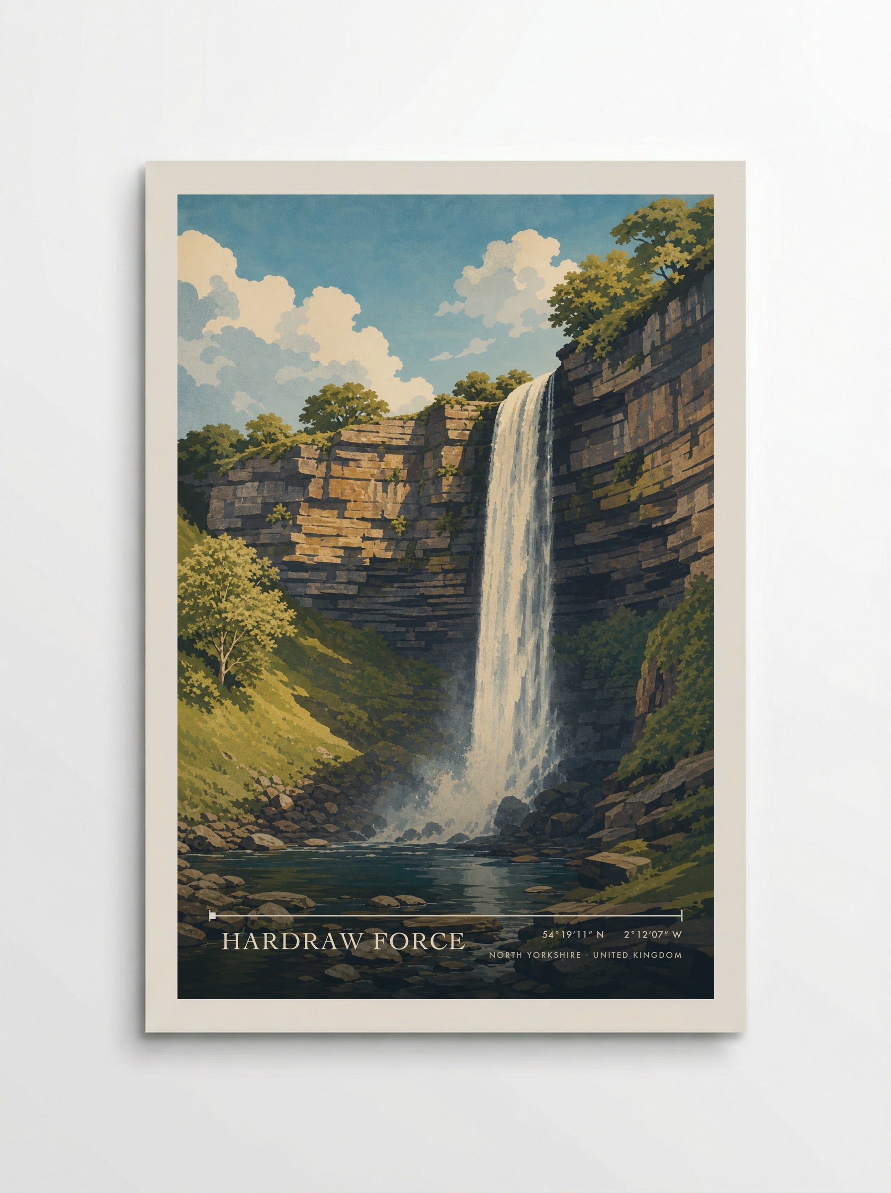 Hardraw Force North Yorkshire United Kingdom Travel Poster - Poster