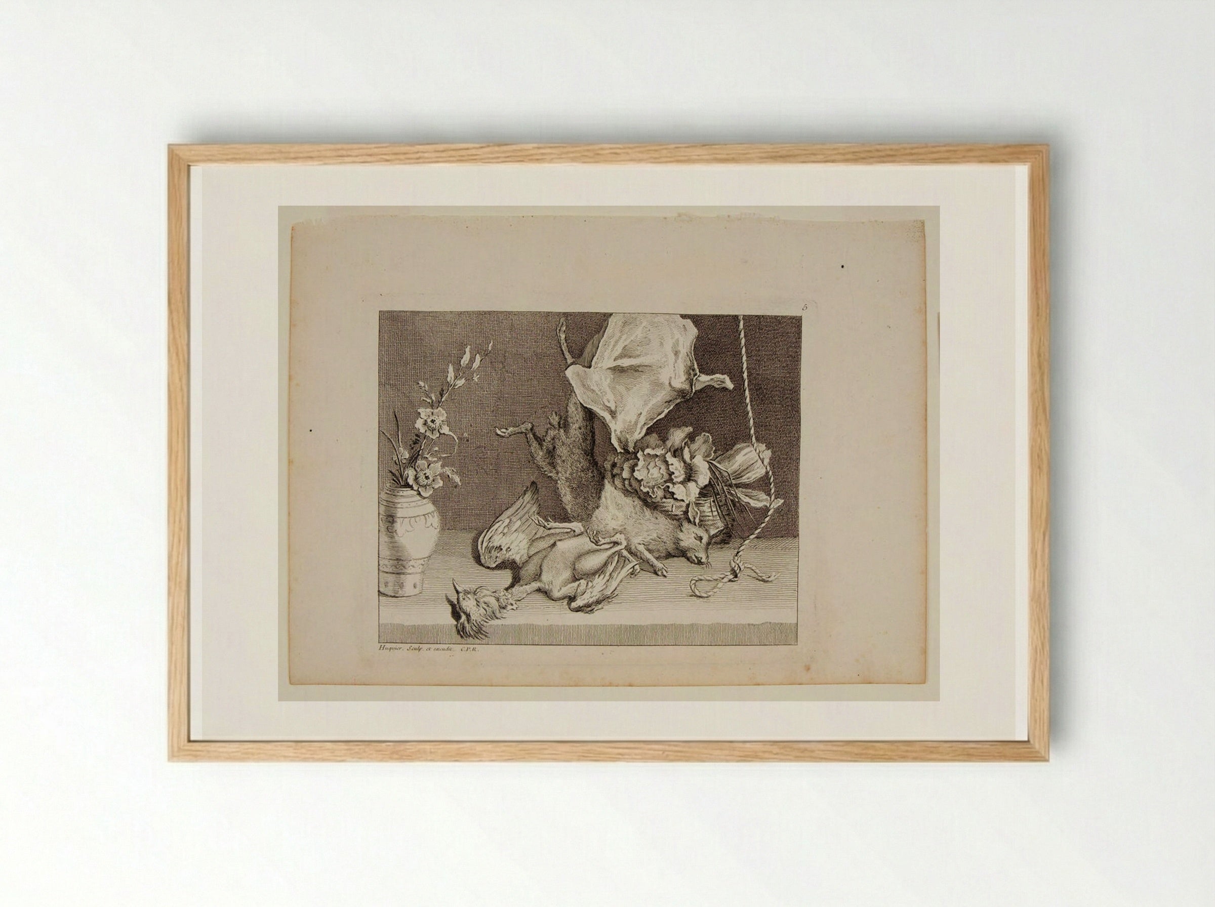 Hare, Ray, Cabbage Basket and Flower Vase - Gabriel Huquier - Framed Print Wood