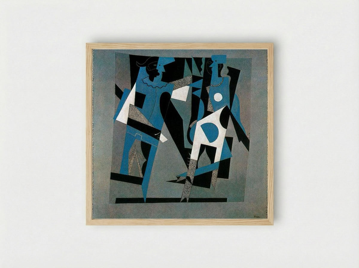 Harlequin and Woman with Necklace - Pablo Picasso - Framed Print Wood