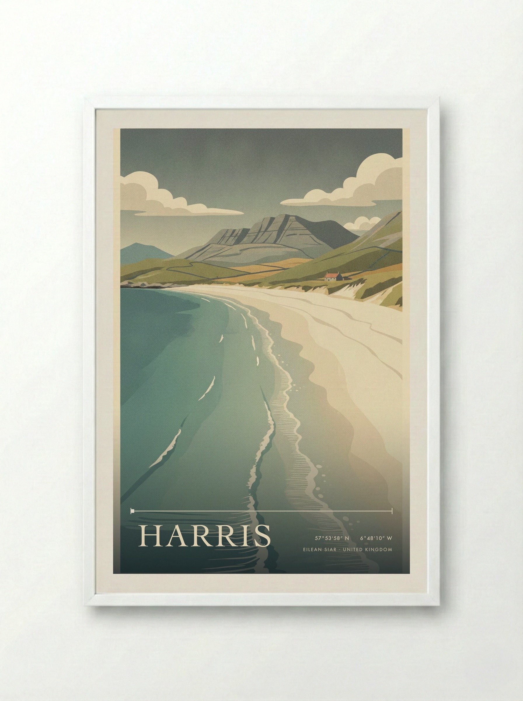 Harris Eilean Siar United Kingdom Travel Poster - Framed Print White