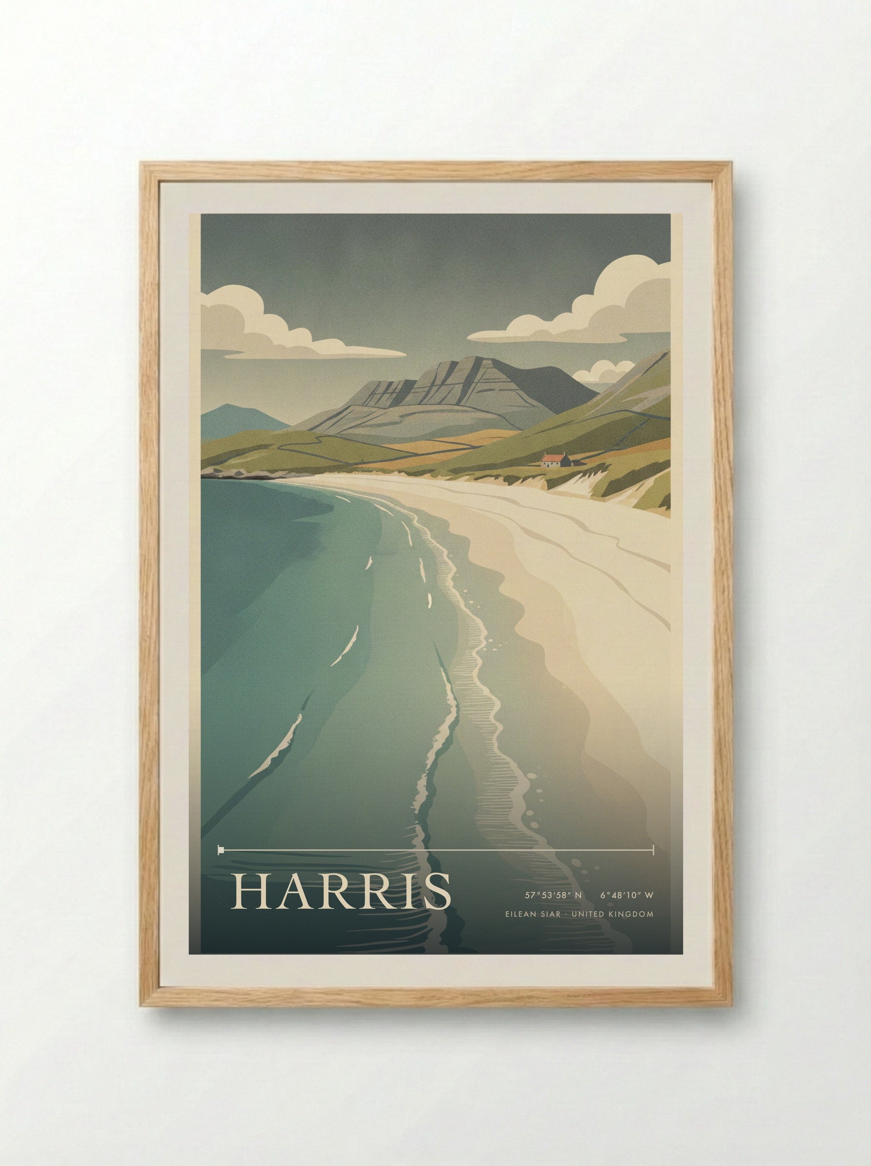 Harris Eilean Siar United Kingdom Travel Poster - Framed Print Wood