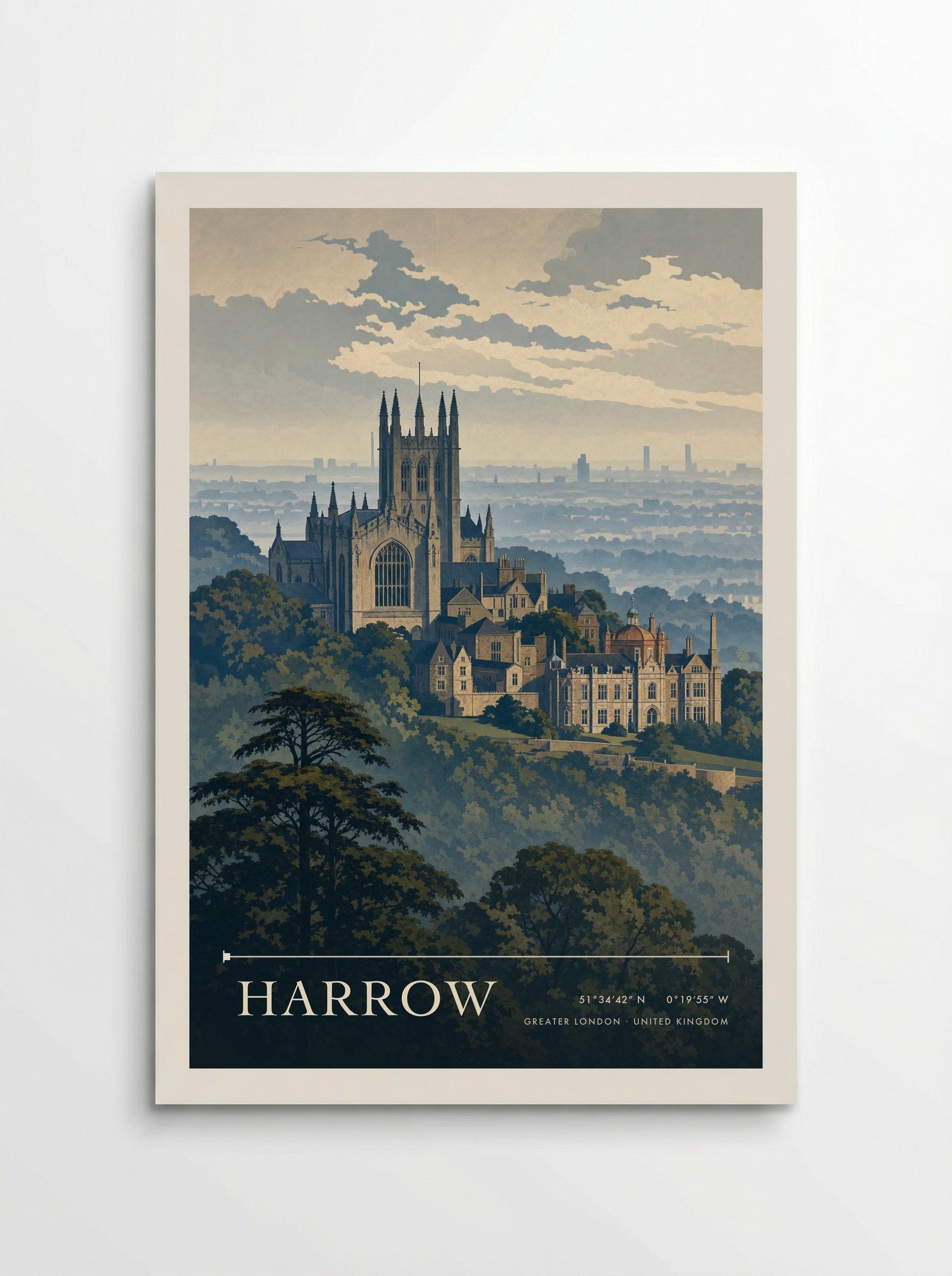 Harrow Greater London United Kingdom Travel Poster - Poster