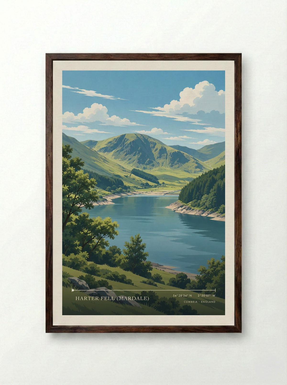 Harter Fell (Mardale), Cumbria | Travel Poster - Framed Print Dark Wood