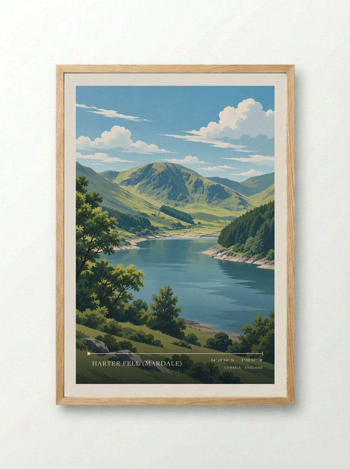 Harter Fell (Mardale), Cumbria | Travel Poster - Framed Print Wood