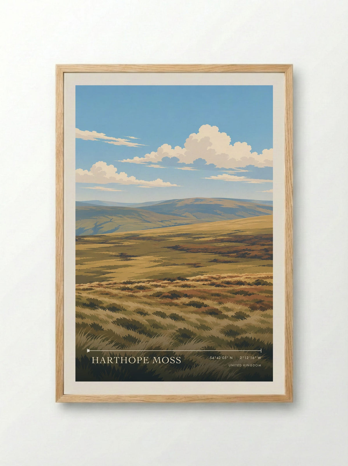 Harthope Moss | Travel Poster - Framed Print Wood