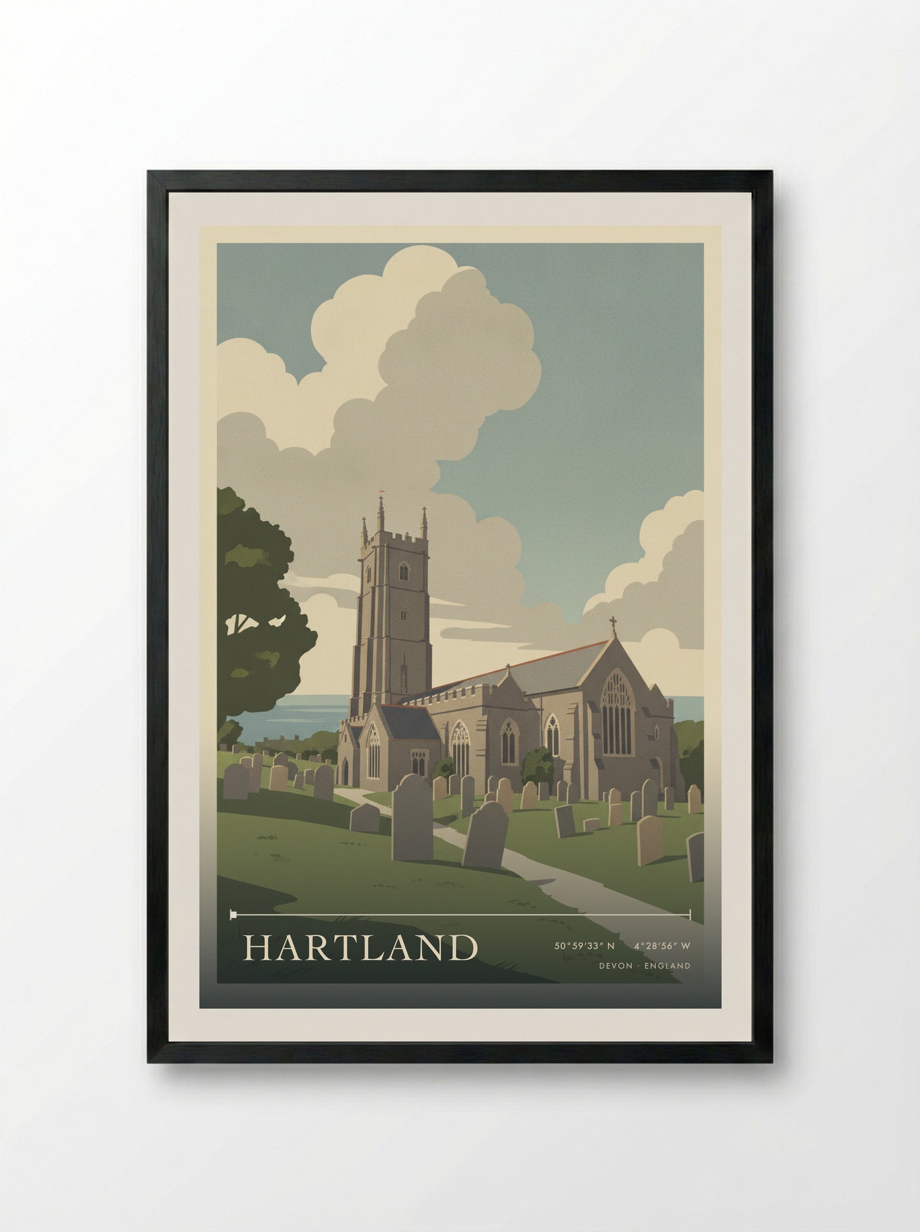 Hartland Devon England Travel Poster - Framed Print Black