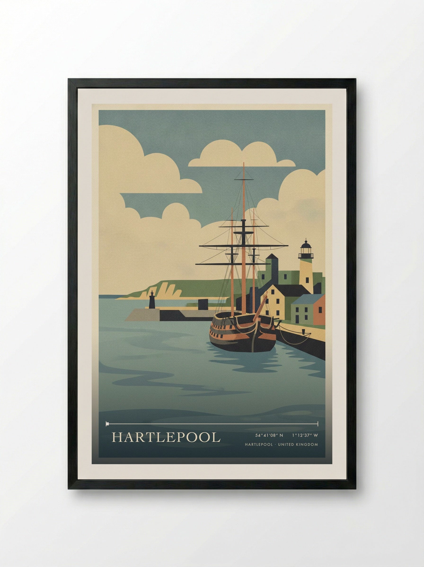 Hartlepool United Kingdom Travel Poster - Framed Print Black