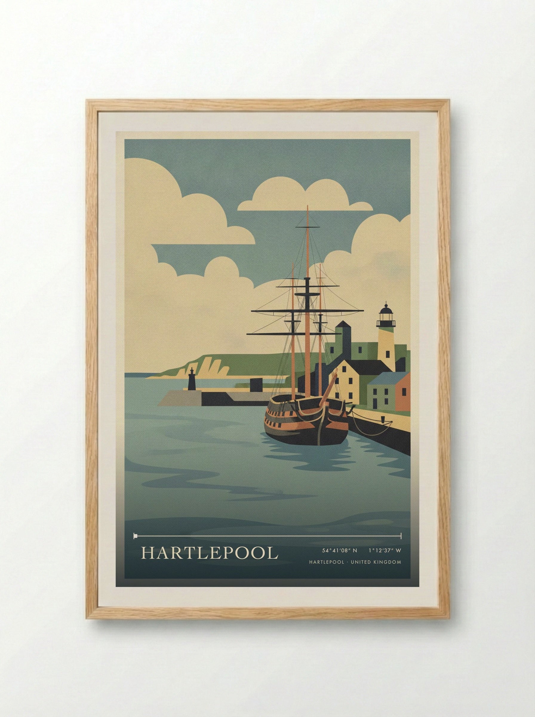 Hartlepool United Kingdom Travel Poster - Framed Print Wood