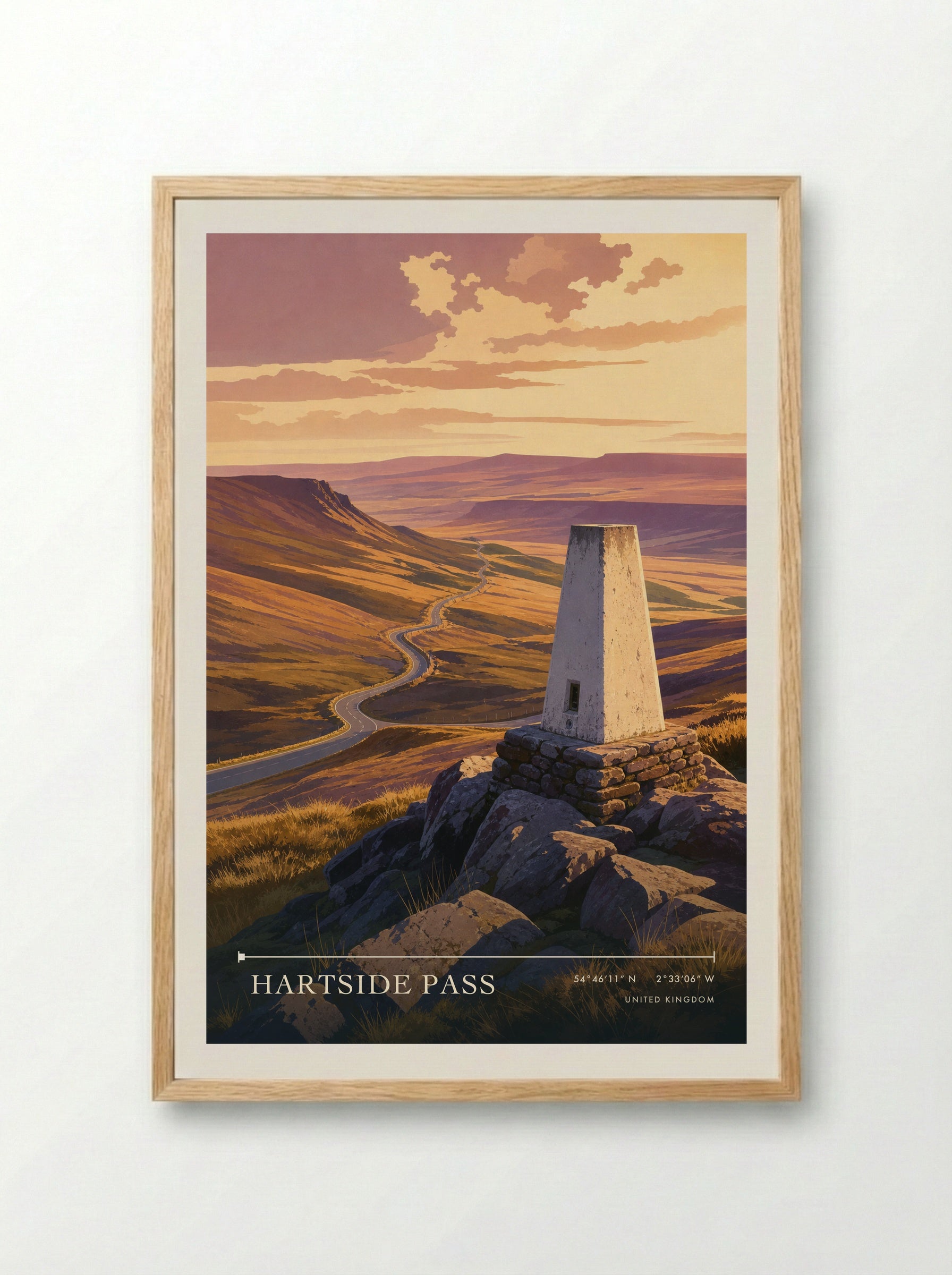 Hartside Pass United Kingdom Travel Poster - Framed Print Wood