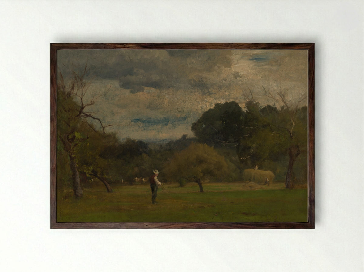 Harvest, Montclair, New Jersey - George Inness - Framed Print Dark Wood
