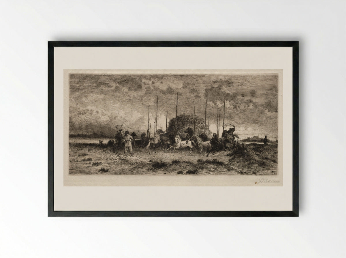 Harvest at San Juan, New Mexico - Peter Moran - Framed Print Black