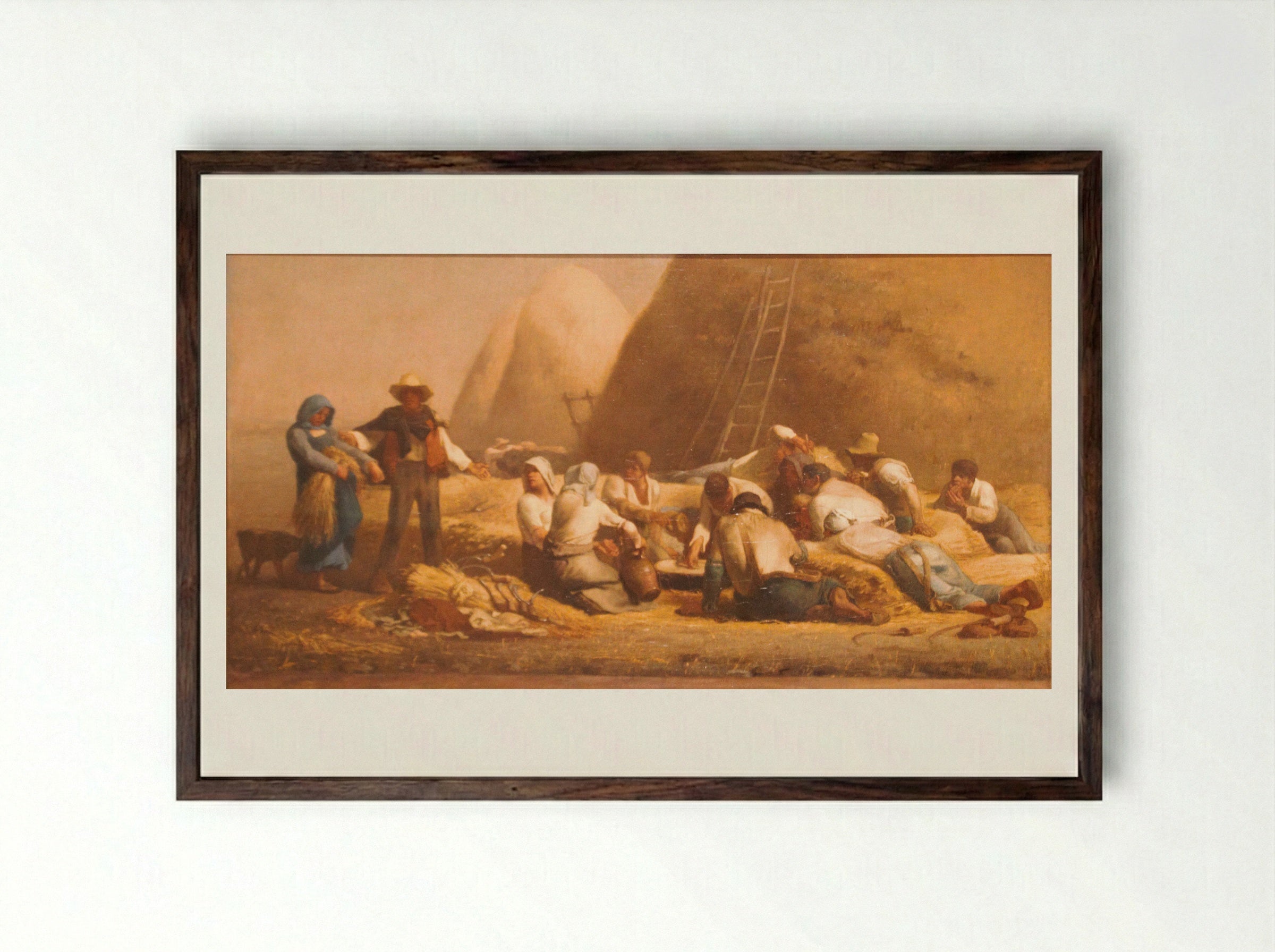 Harvesters Resting - Jean-François Millet - Framed Print Dark Wood