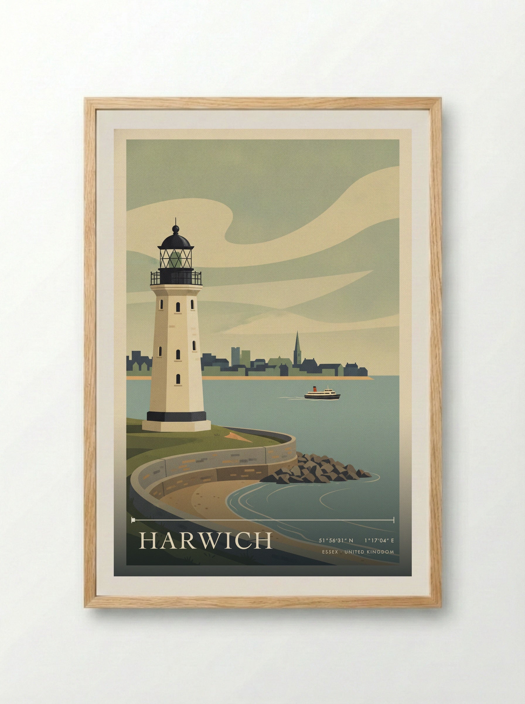 Harwich Essex United Kingdom Travel Poster - Framed Print Wood