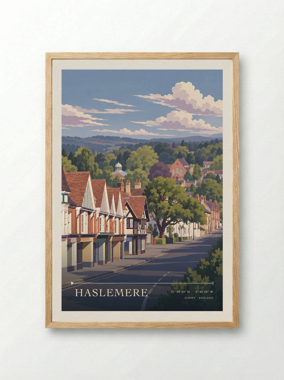 Haslemere, Surrey | Travel Poster - Framed Print Wood