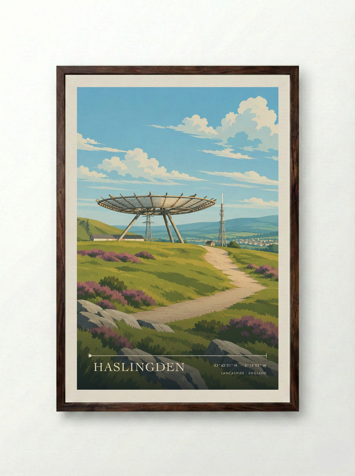 Haslingden, Lancashire | Travel Poster - Framed Print Dark Wood