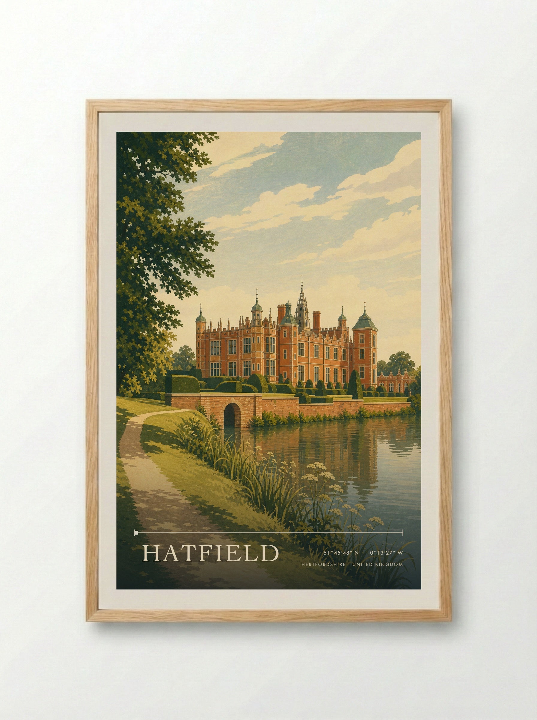 Hatfield Hertfordshire United Kingdom Travel Poster - Framed Print Wood